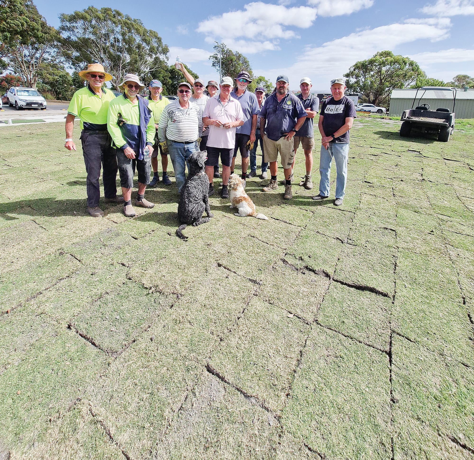 Leongatha Golf Club volunteers hard at work upgrading the course’s driving range