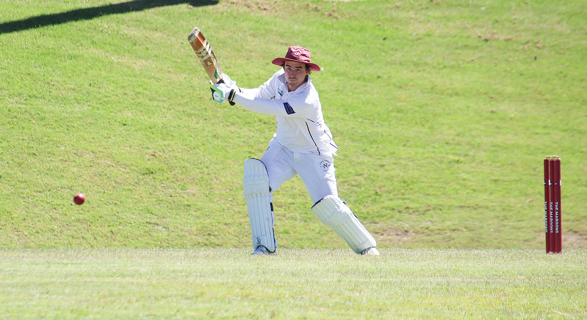 Jake Hackett sends another ball to the boundary as he accumulated 82 runs against Club.