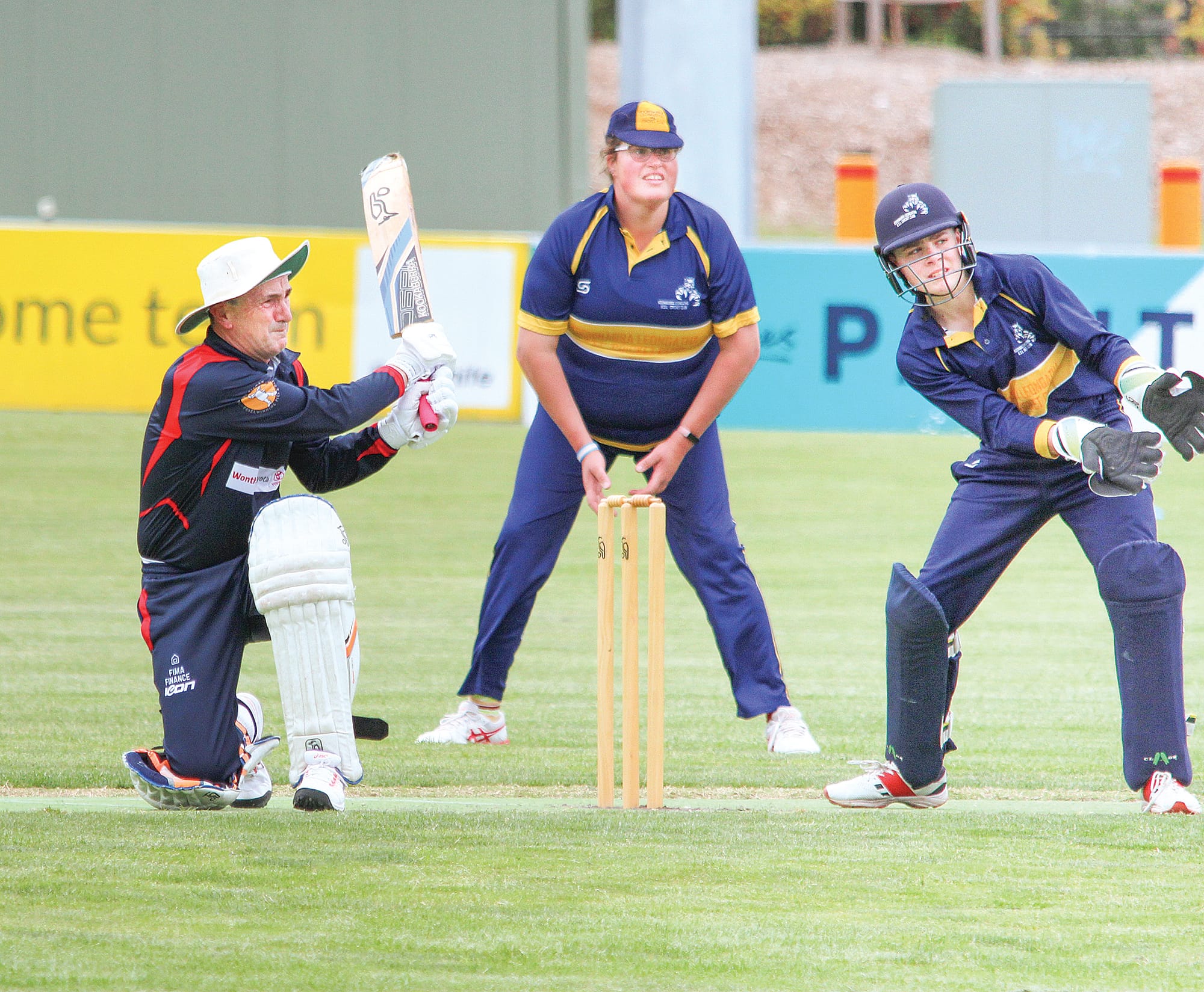 Inverloch captain Warren Stewart plays a beautiful shot for four in his side’s win over Koonwarra. B13_5122