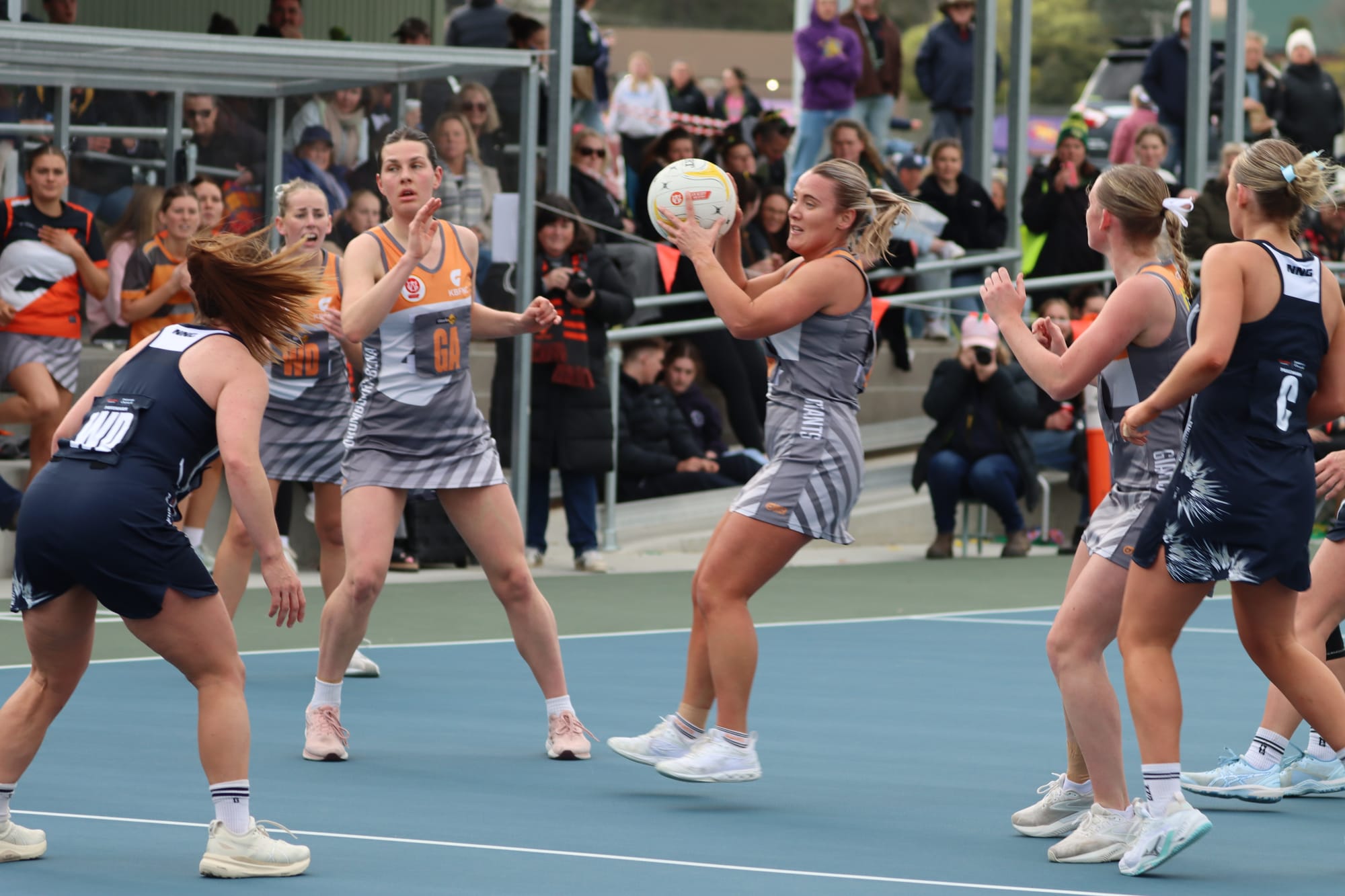 Korumburra Bena captain Ashlee Cuff has possession.