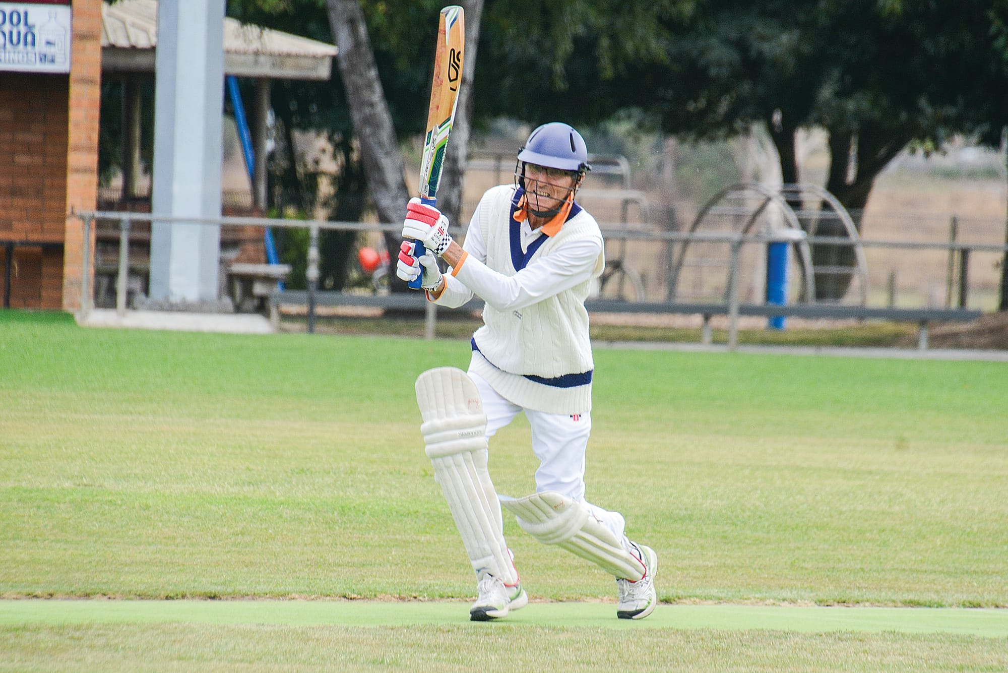 Murray Moore drives for the Goannas.