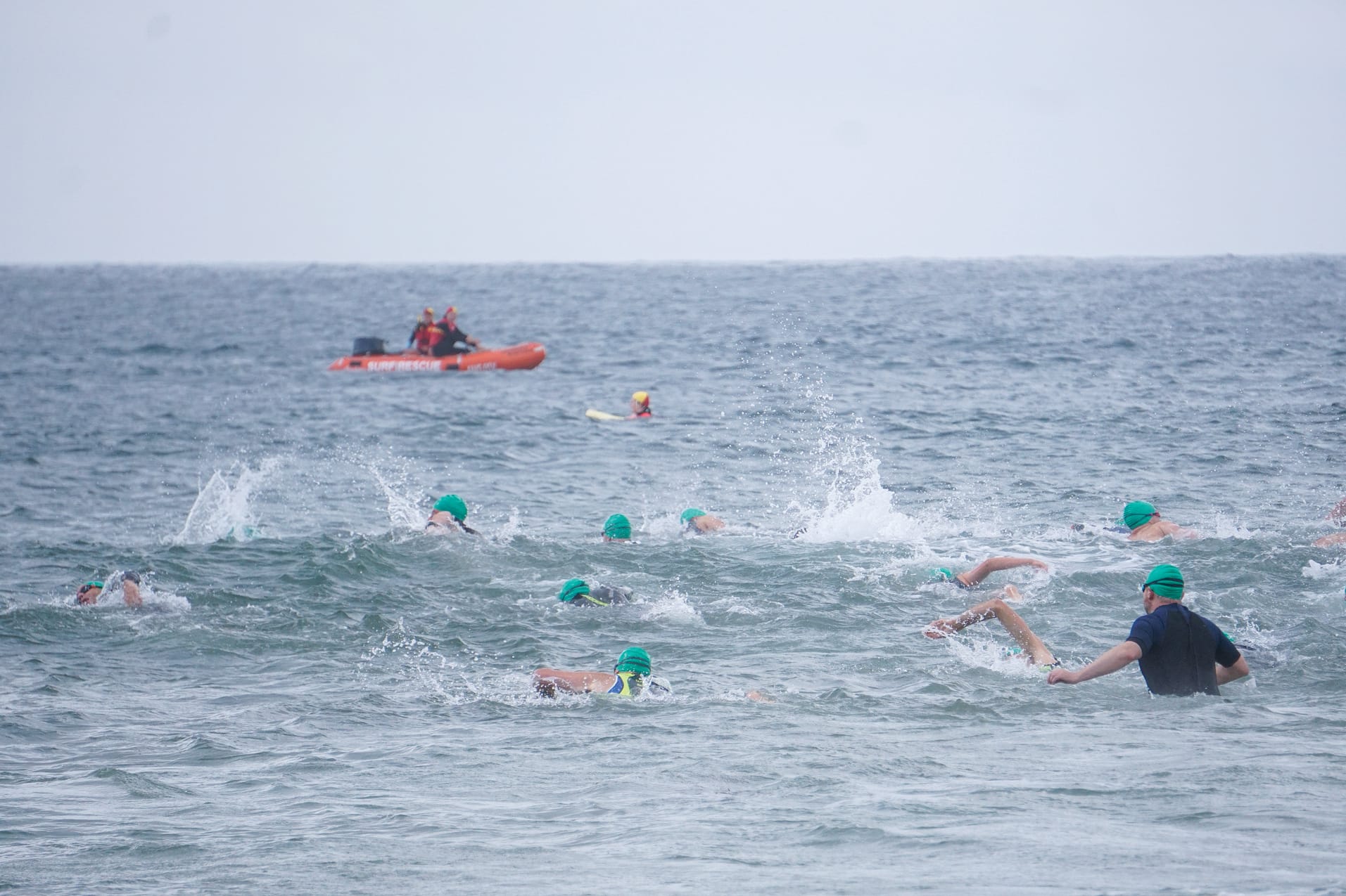The surf swim section of the race gets underway. Ns28_0424