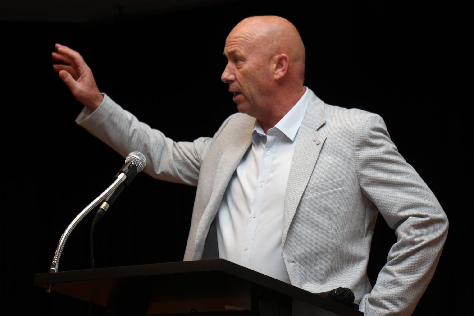Member for Narracan Wayne Farnham MP addressed the Not in Our Name rally against the State Government’s Emergency Services Levy in Wonthaggi. B08_3425