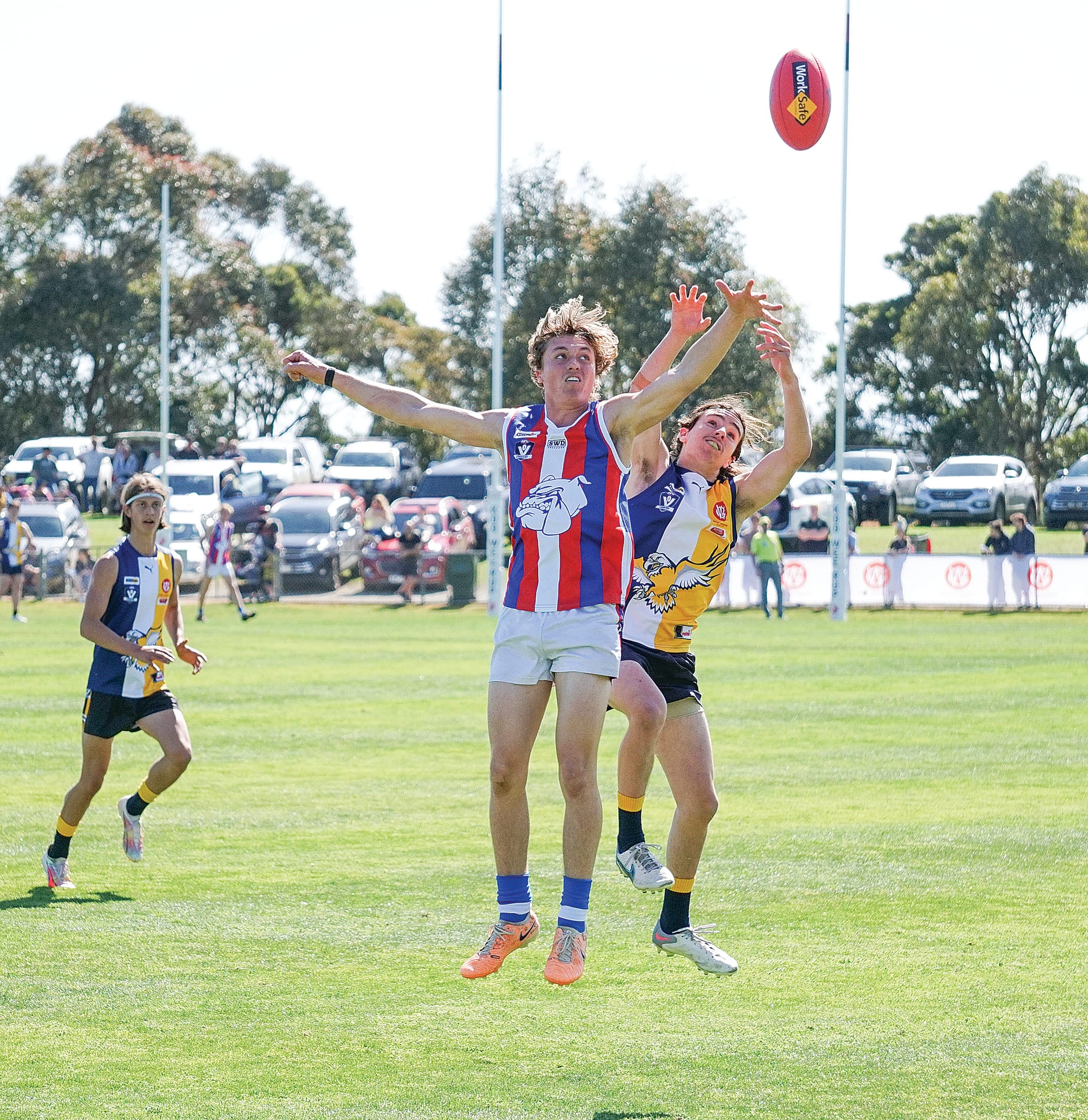 Blake&nbsp;Green and Noah&nbsp;Muller contend for possession. Ns123823