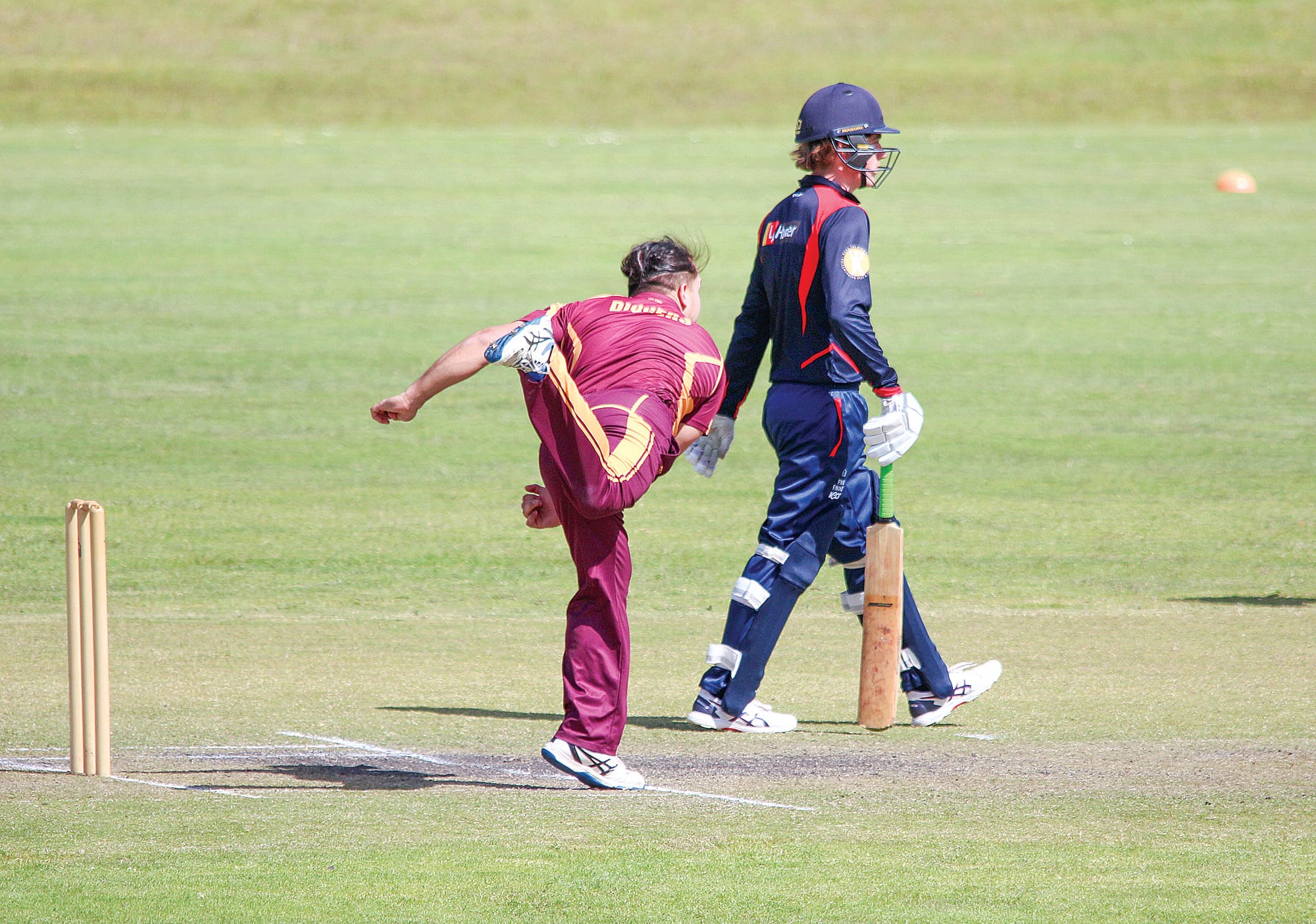 OMK’s Thomas Wyatt sends one down the Thompson Reserve pitch. B04_5122
