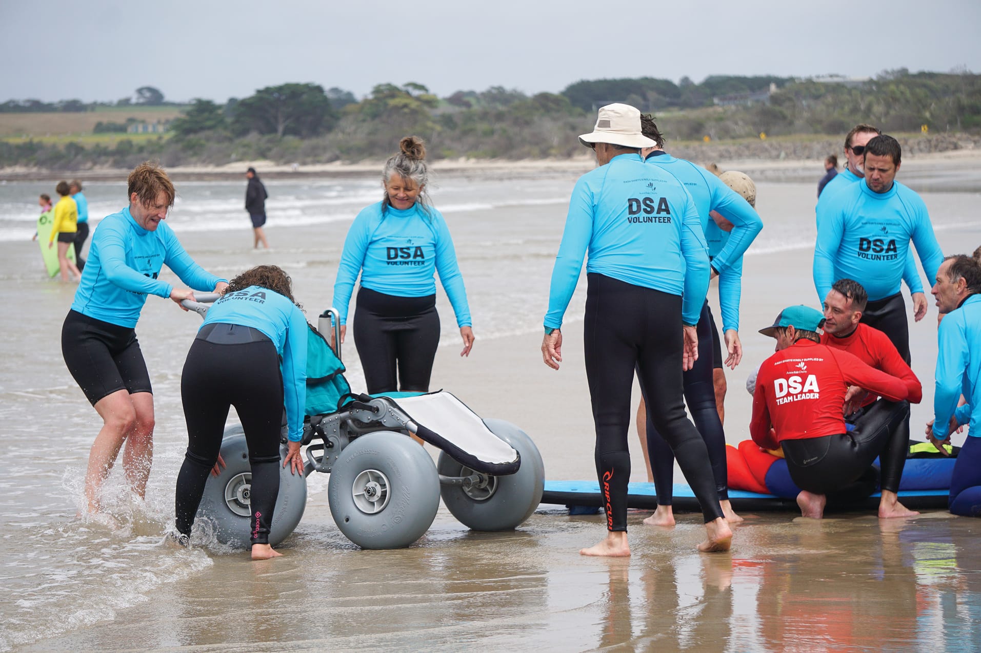 Beach wheelchairs were a handy piece of equipment to help transport participants safely across the beach. Ns36_0424