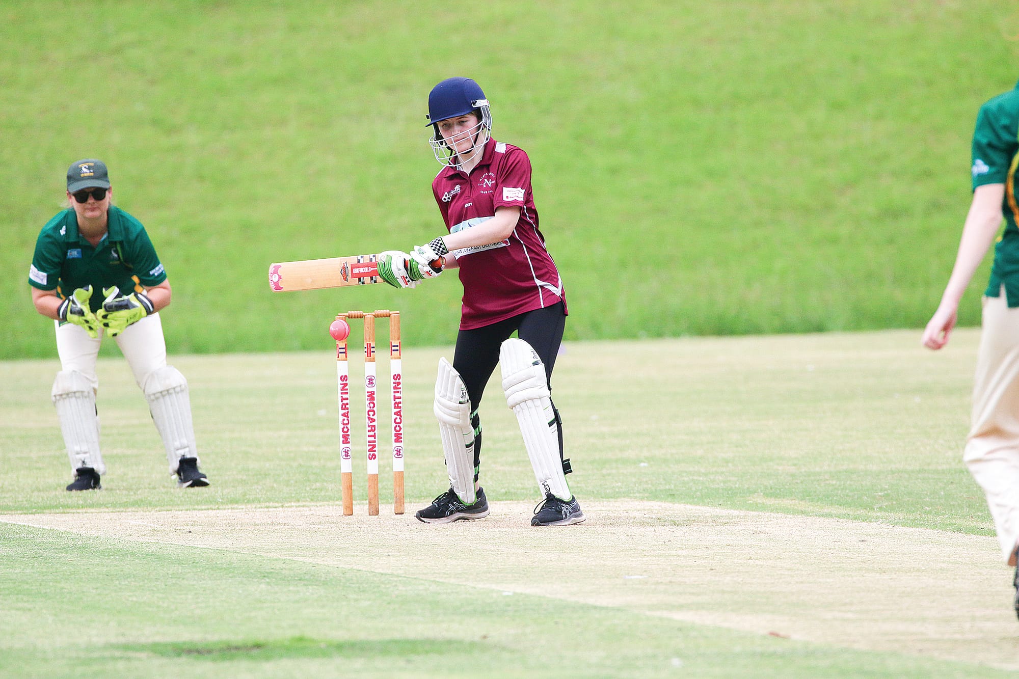 Nyora batter Erin Mantel watches carefully as she prepares to plays a shot.