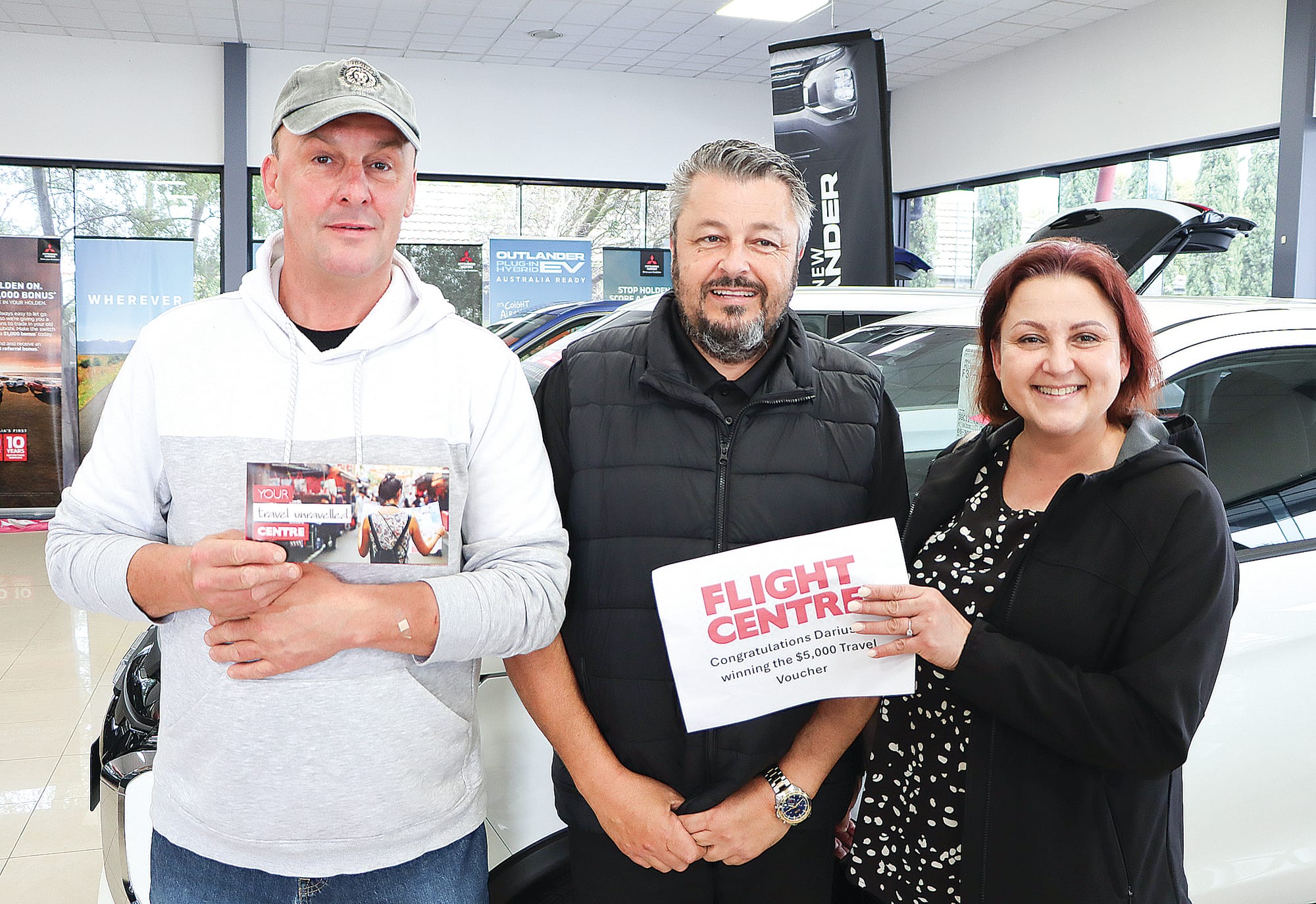 Cowes locals celebrate travel win at Wonthaggi Mitsubishi