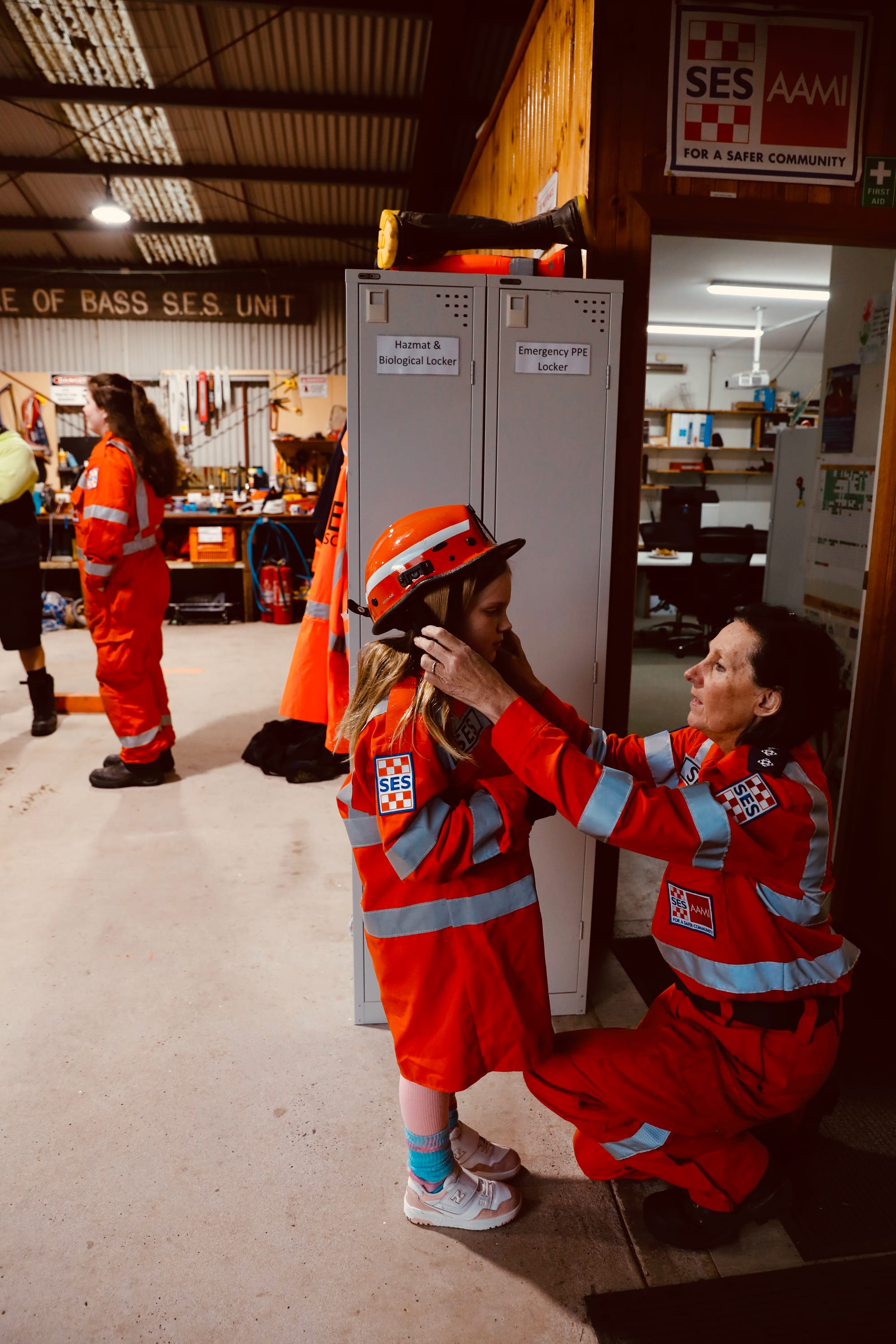 SES volunteer Mandy Chancellor invited Alex to the SES station for a tour. Photo: Magner Media. 