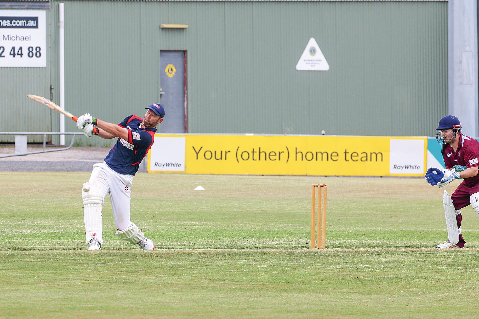 Another stunning drive from Inverloch Stingrays Lucas McMillan playing at home against Nyora at the Inverloch Recreation Reserve B45_0625