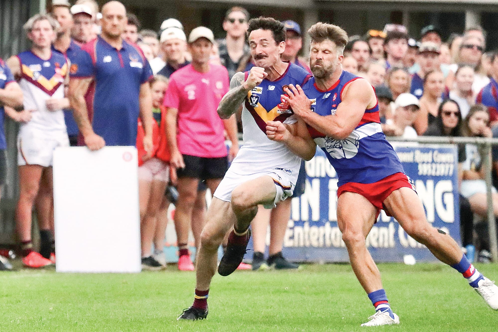 Jaymie Youle shepherds his Dusties counterpart.