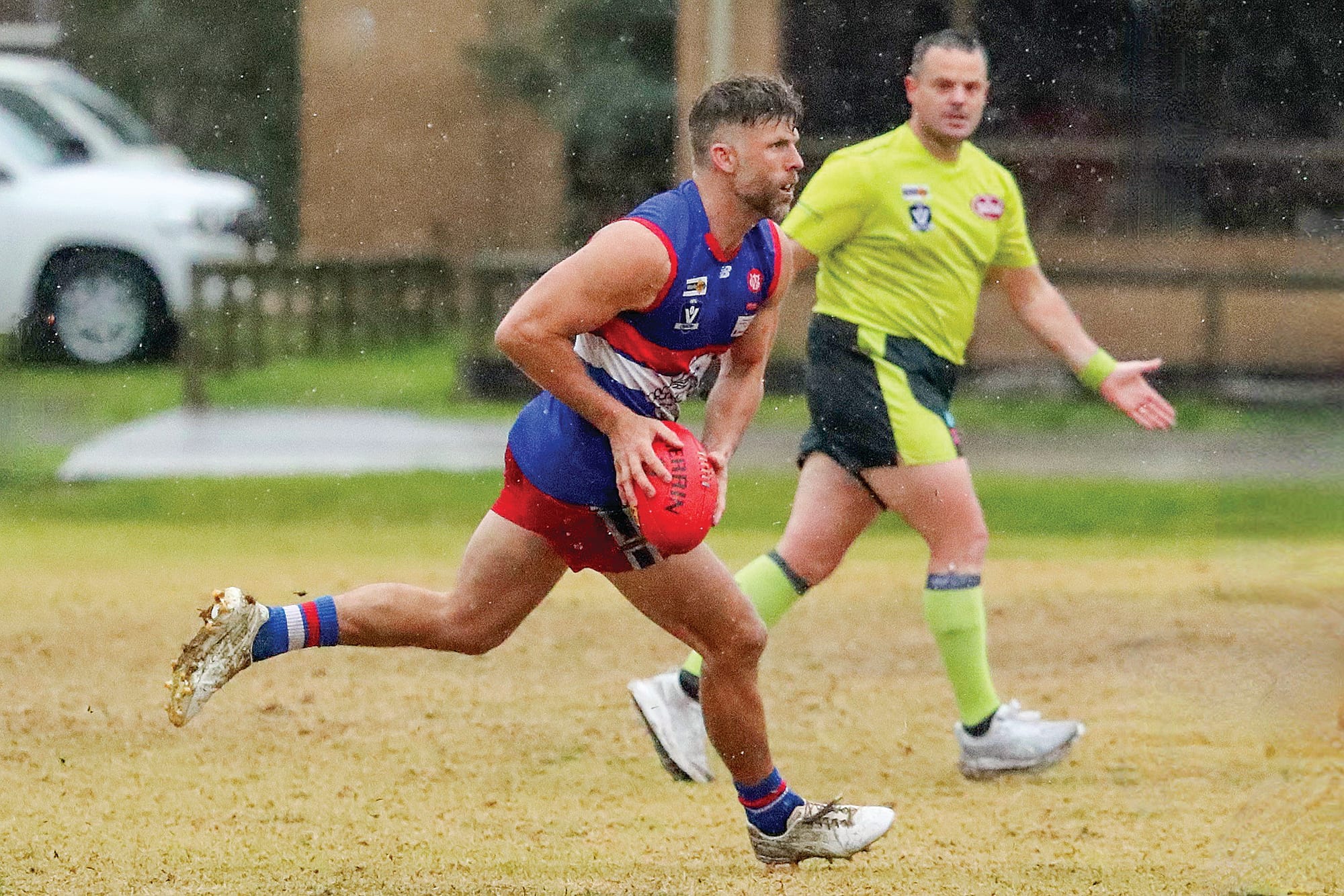 Jaymie Youle lines up a goal for Phillip Island in their slaughter of the Panthers. Photo: Carol Ratcliff.