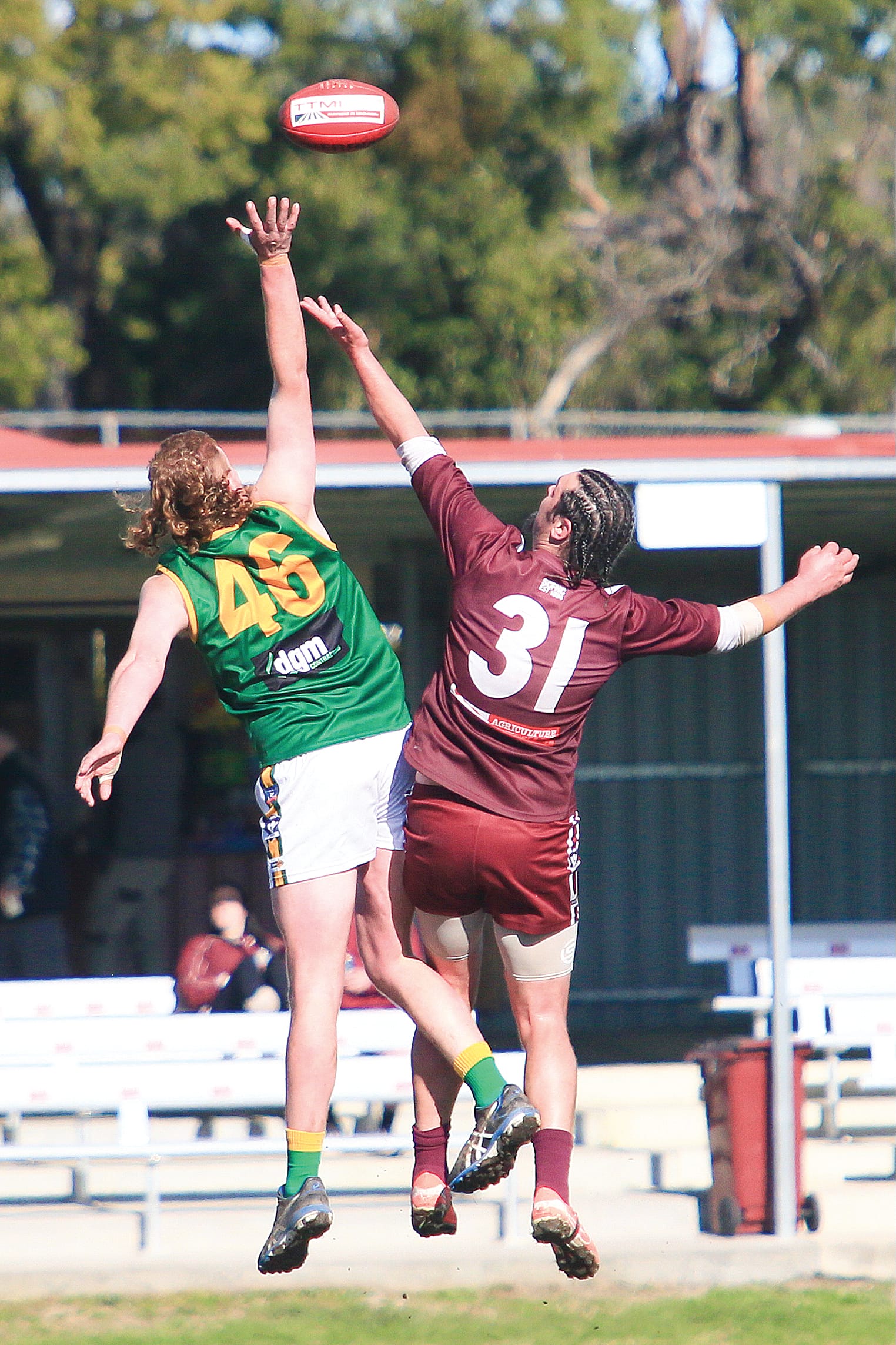 Lucas Byrnes contests the ball in his 300th game for Stony Creek.
