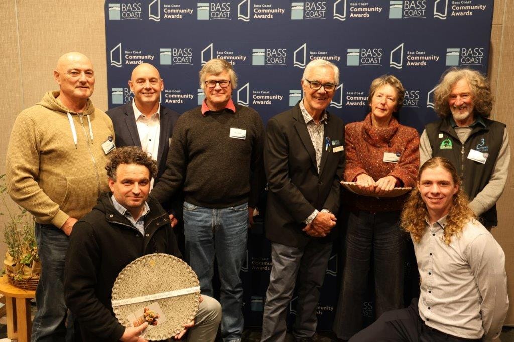 The winners of all the awards at the inaugural 2023 Bass Coast Community Awards with Mayor Cr Michael Whelan.