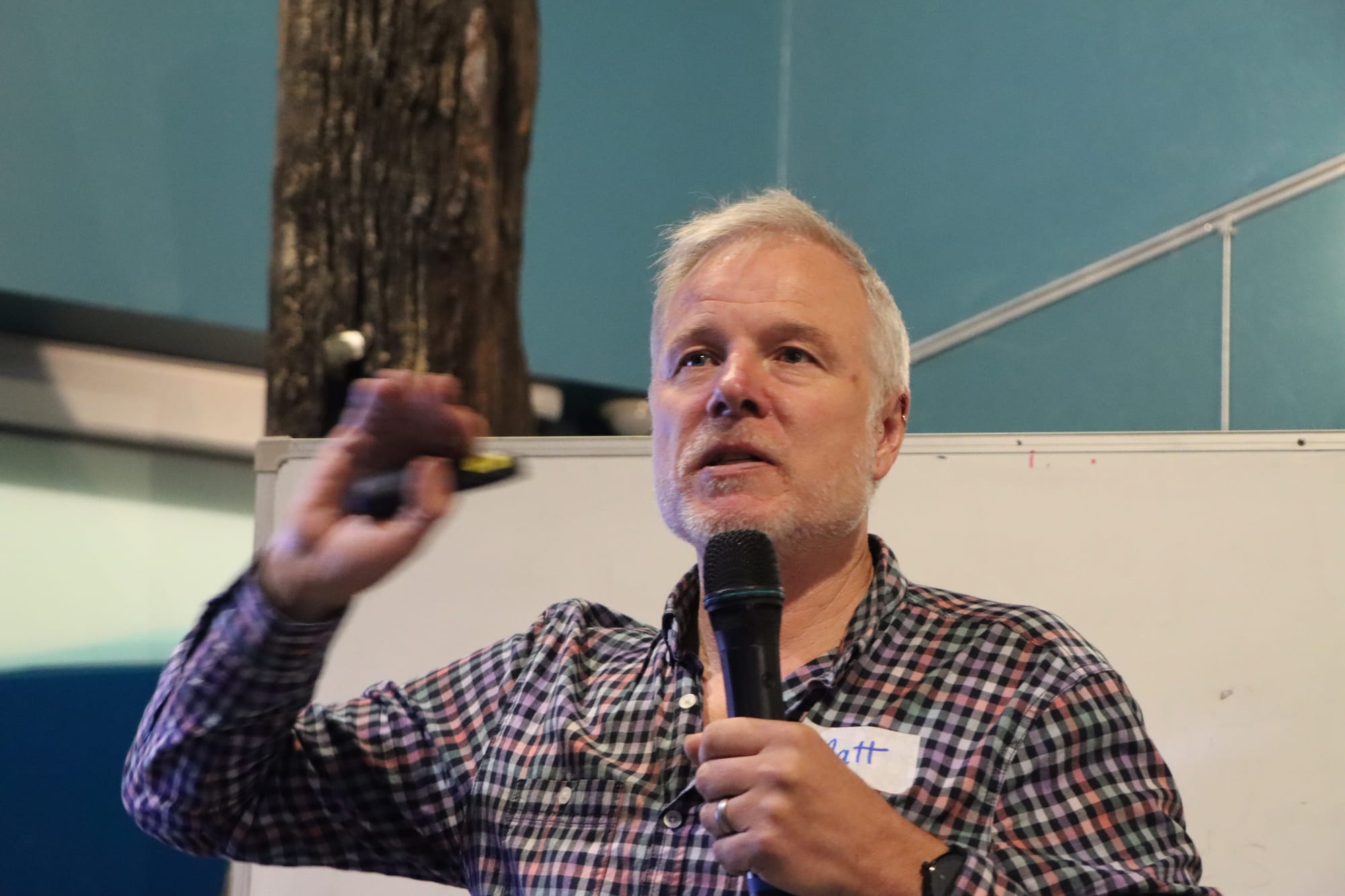 Matt Harms of ONFARM Consulting speaks during Wednesday’s ‘Tactics for Dry Times’ gathering in Inverloch. 
