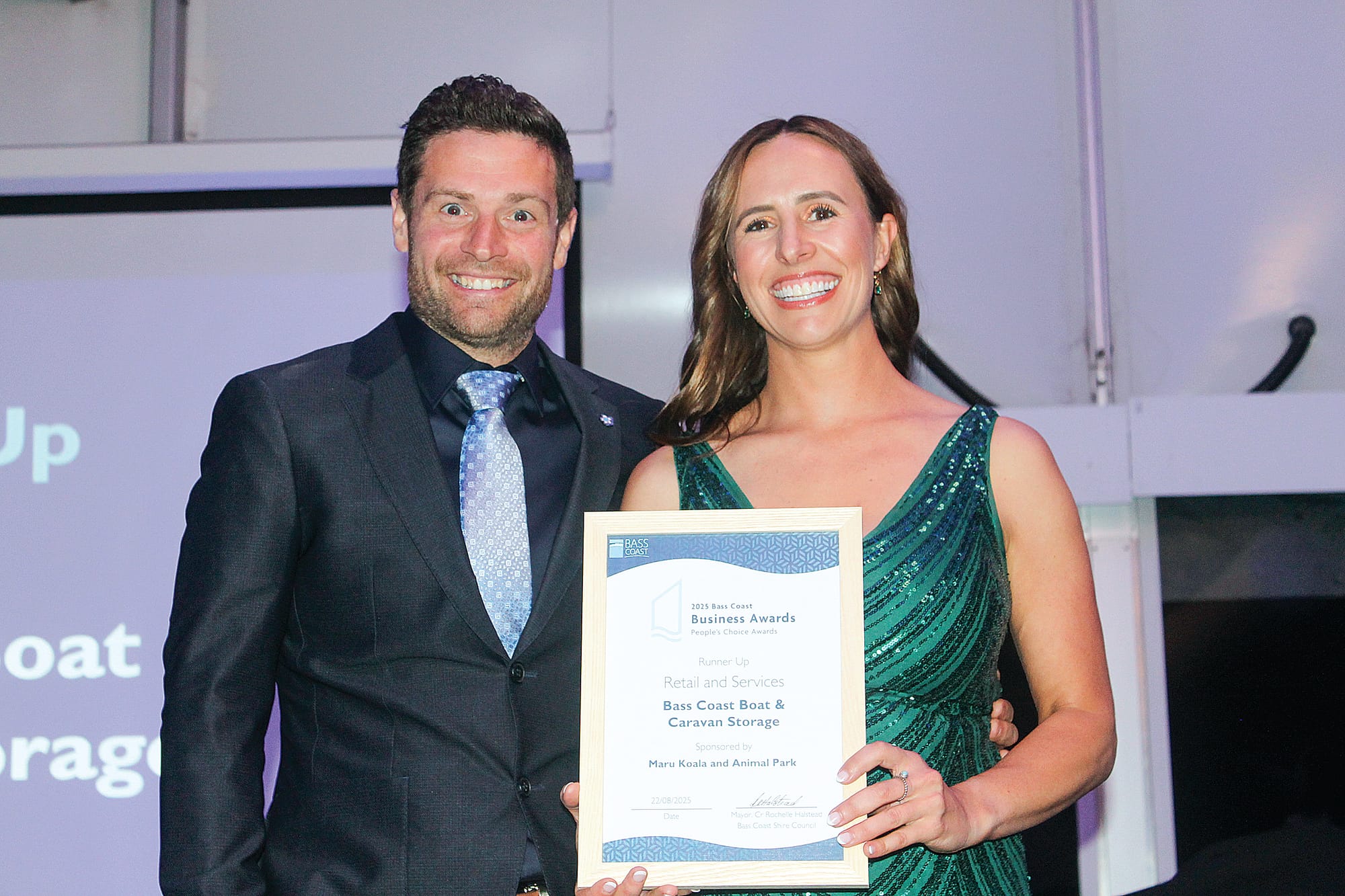 Dean and Jenni Lewandowski from Bass Coast Boat and Caravan Storage (runner up) Retail and Services (People’s Choice Award). B48_3425