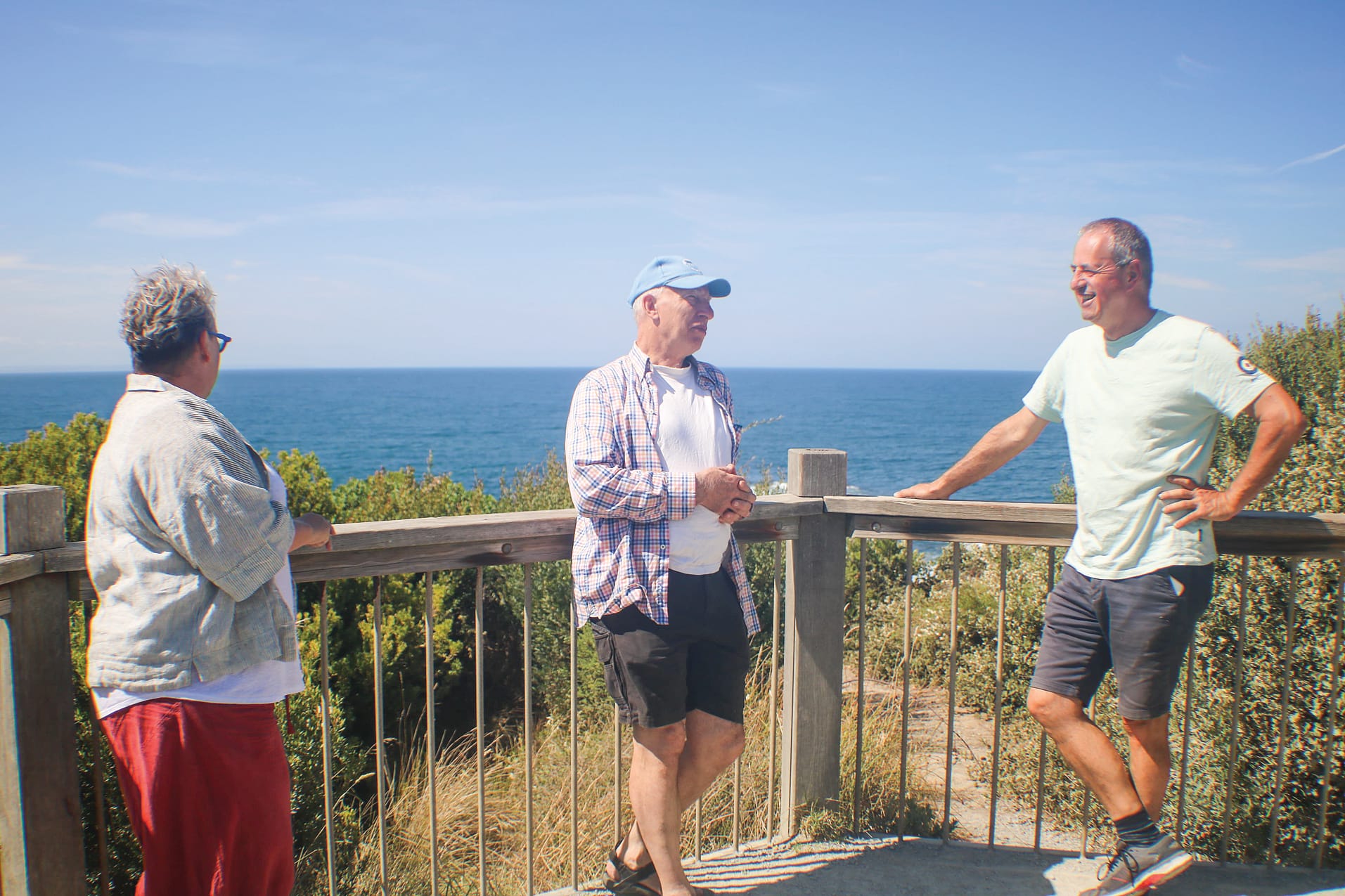 Inverloch Tourism Association vice president Nicole Griffiths, South Gippsland Conservation Society, Ed Thexton and Inverloch Tourism Association president Glenn Morris at the Eagles Nest lookout.