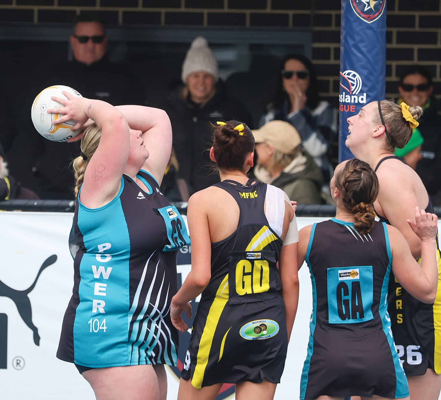 Brigette Tack lines up another shot on goal in the C Grade grand final.