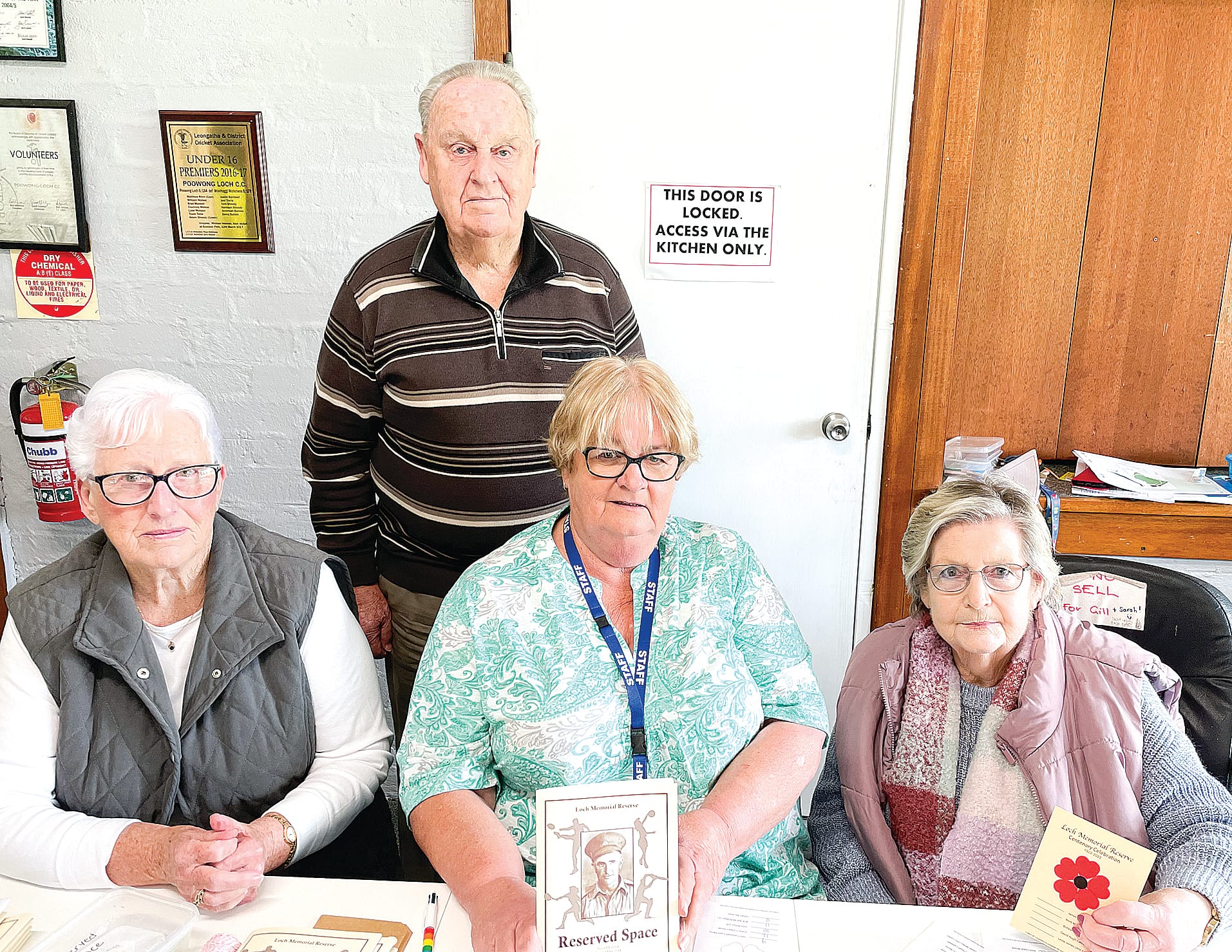 Barbara and Ray Humphrey, Paula Springer and Gilly Taylor at the Loch Memorial Reserve centenary.