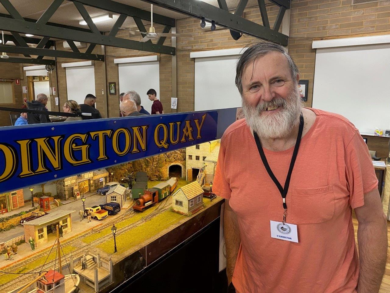 Visiting enthusiast Ted Allen of Sunshine, puts one of his railway layouts on show at Cowes.