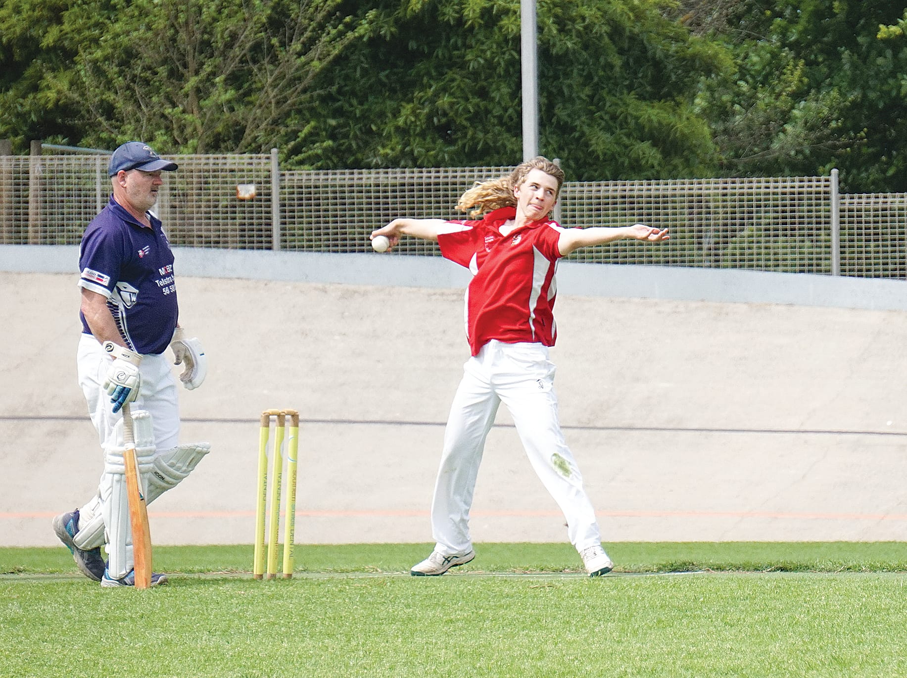 Kade Berryman sends it down the pitch. Ns19_4323