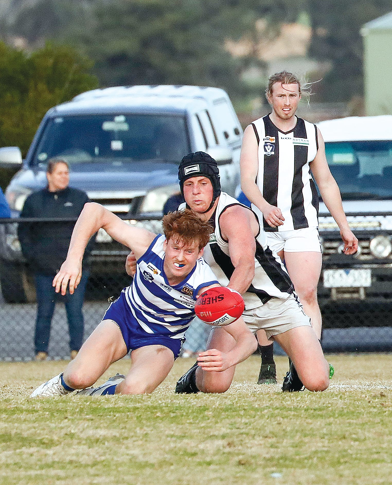Poowong’s Jack Hazendonk put the pressure on Neerim South during Sunday’s elimination final.
