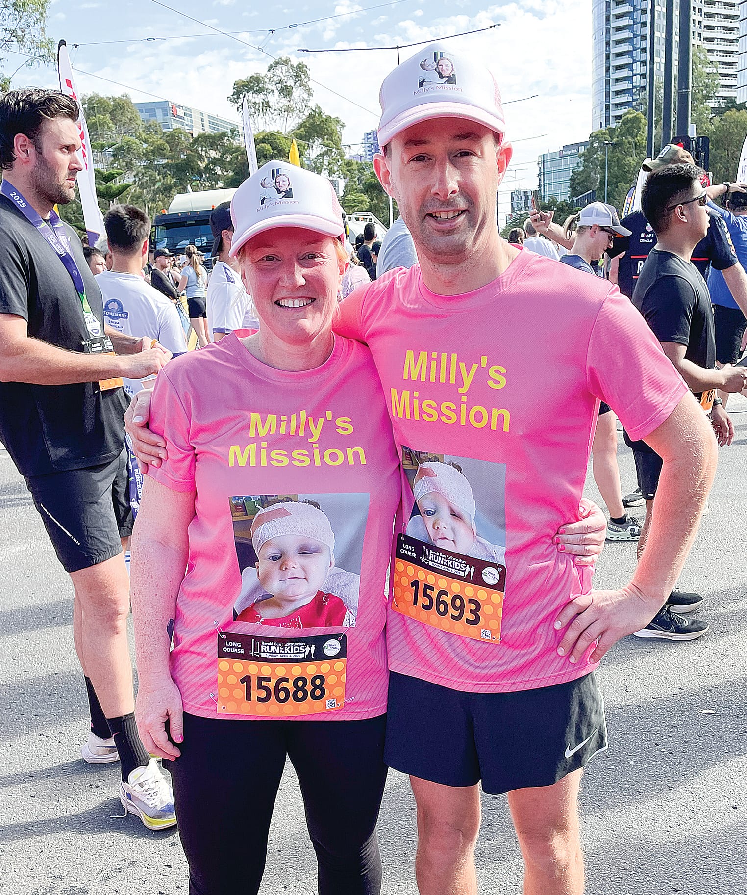 Amy and Brett Wagenaar, Milly’s Mum and Dad, completed the 14-kilometre course on Sunday, April 6, to help raise money for the RCH, after Milly underwent surgery there a year ago.