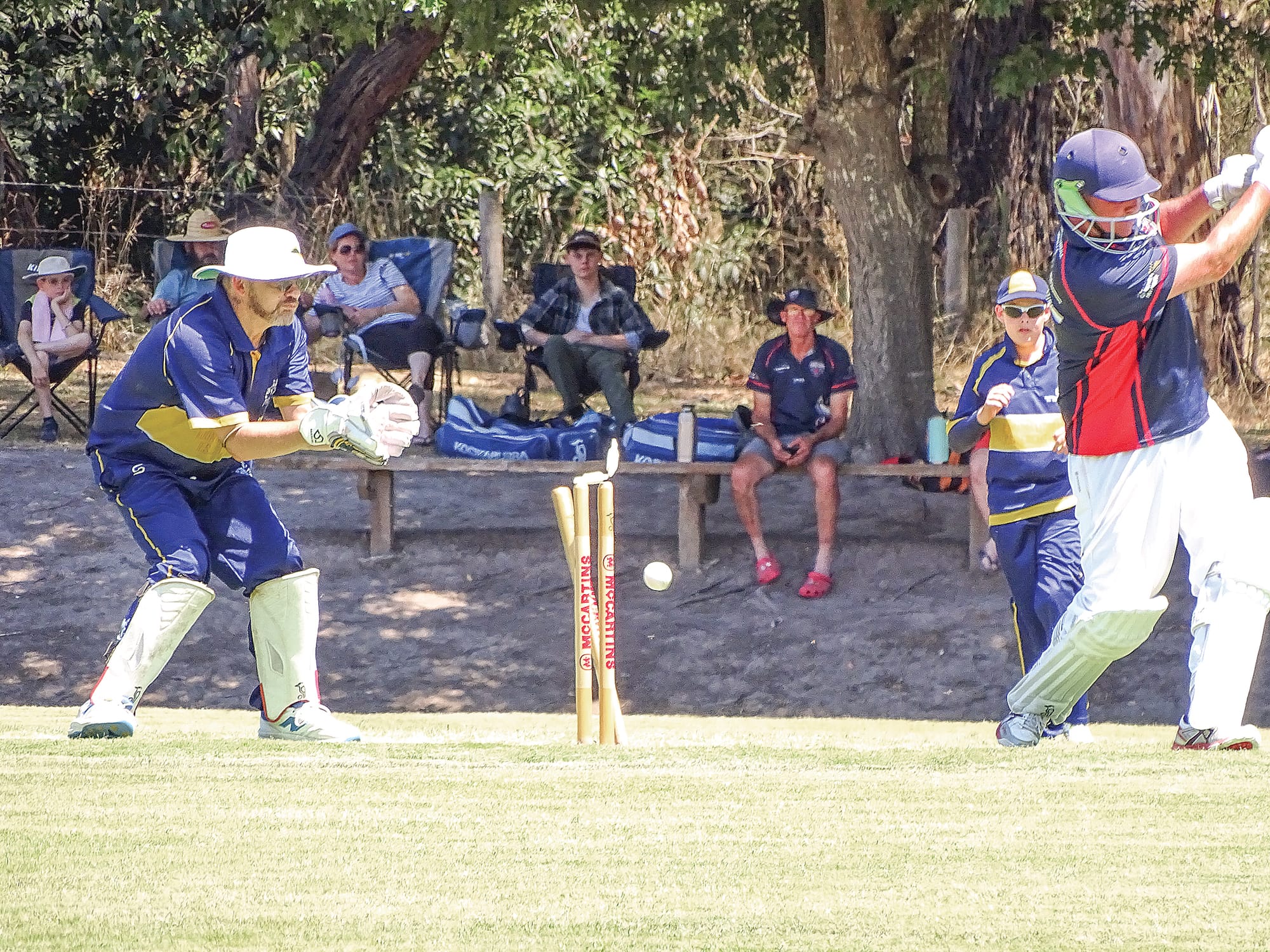 Dale Thomas bowled out by Jordan Pickersgill. Photo: Jodie Arnup.