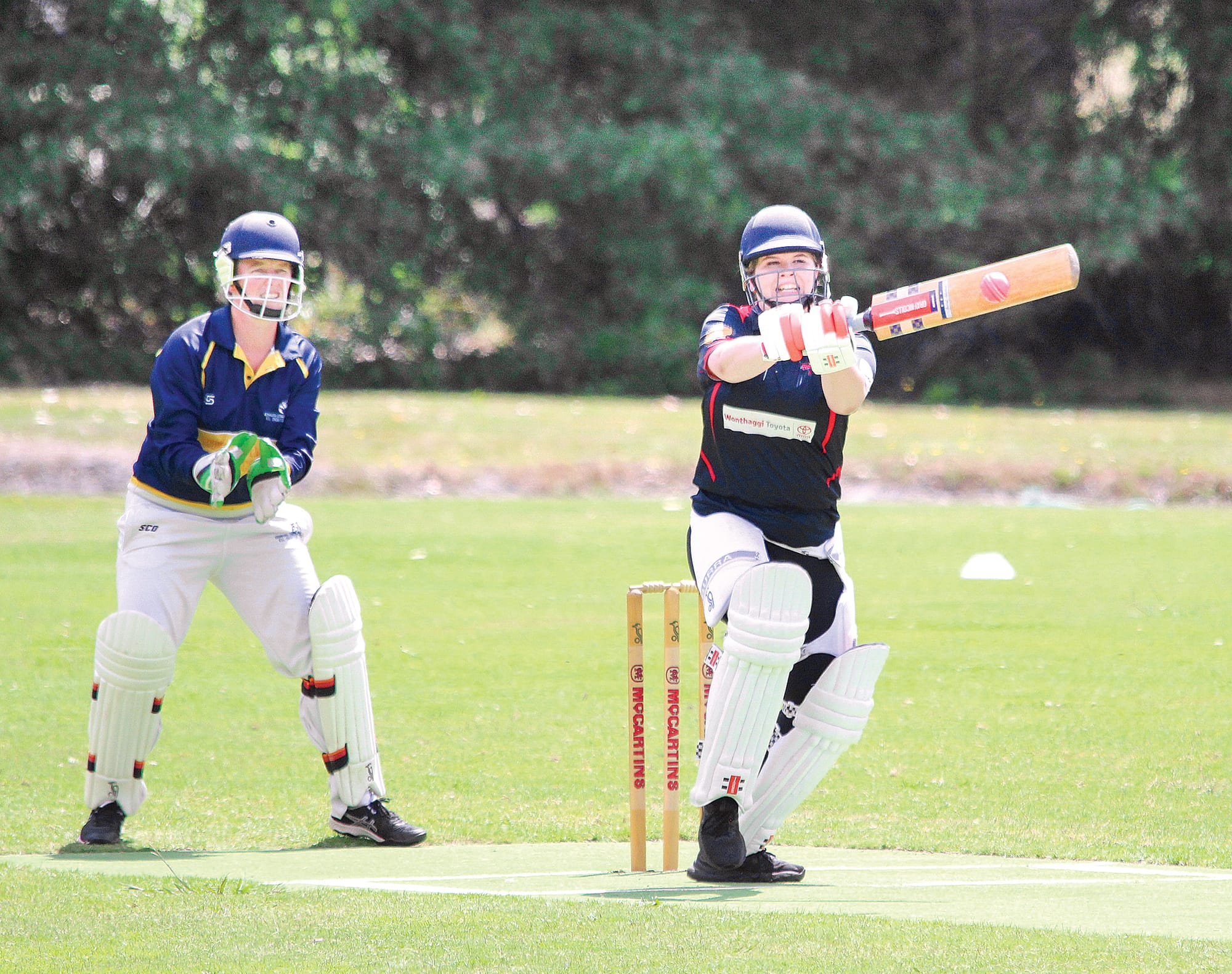 Keely Dennerley plays a nice shot to the onside, she gave Inverloch a great start at the top of the order.
