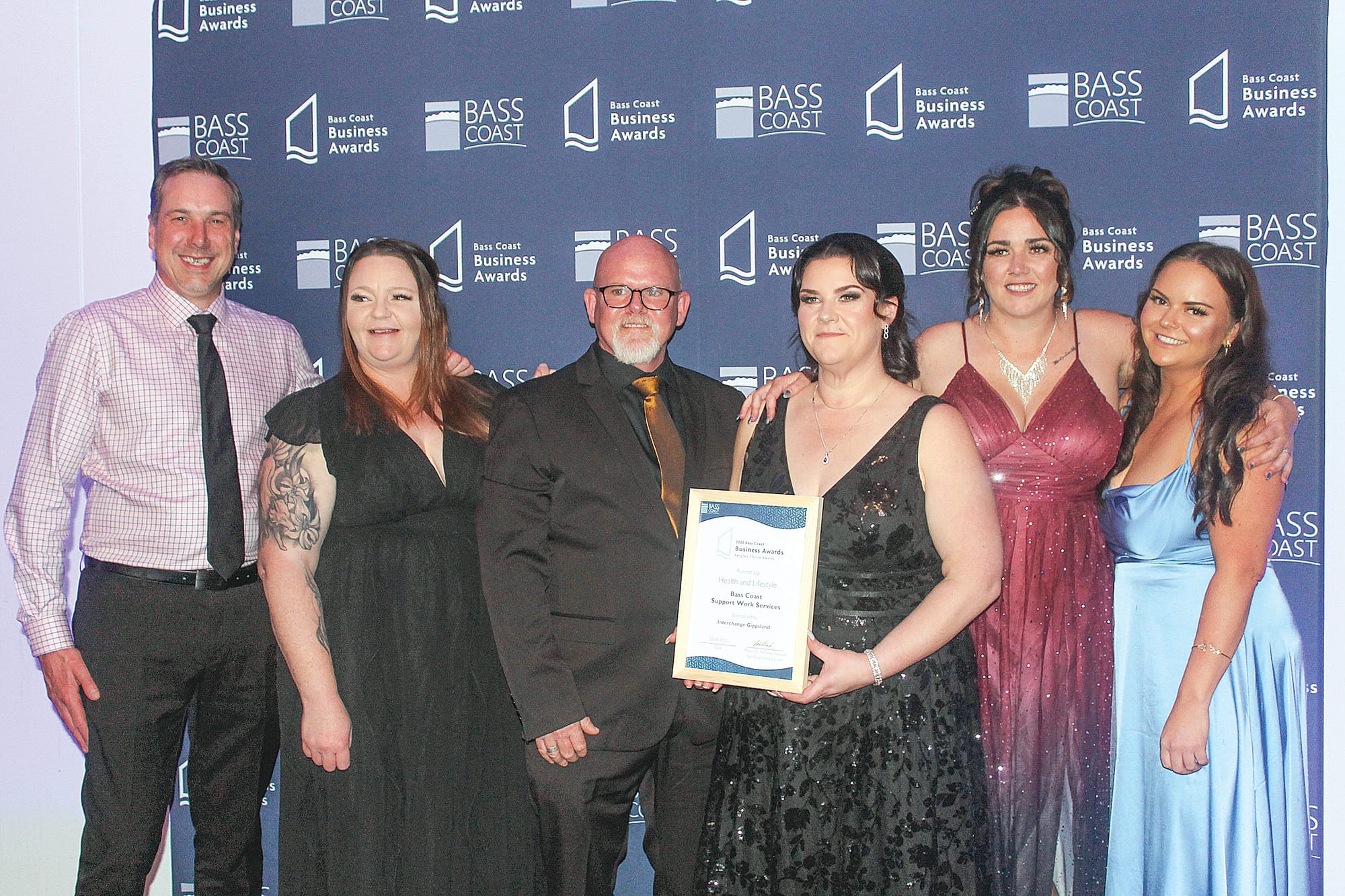Rob and Erin Gardner, along with their team from Bass Coast Support Work Services (runner-up) Health and Lifestyle (People’s Choice Award). B56_3425