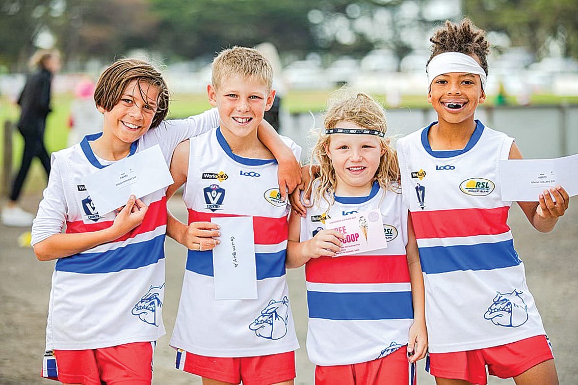 U10 Blue best players Hugo Joyner, Kesani Gardner, Lachie Dallinger and Ruben Kimber.