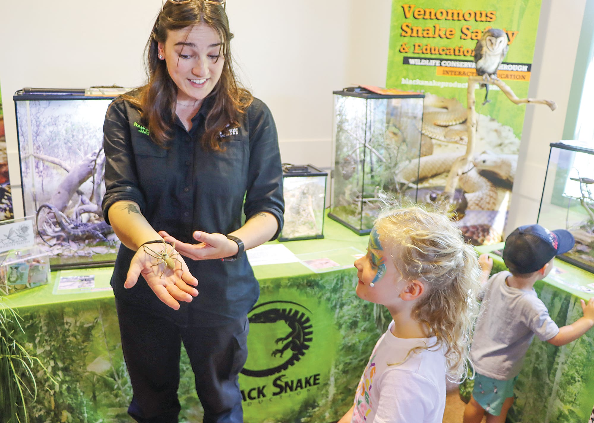 Elsie Hill is delighted to be introduced to Golden Huntsman ‘Harriet’. A32_0224