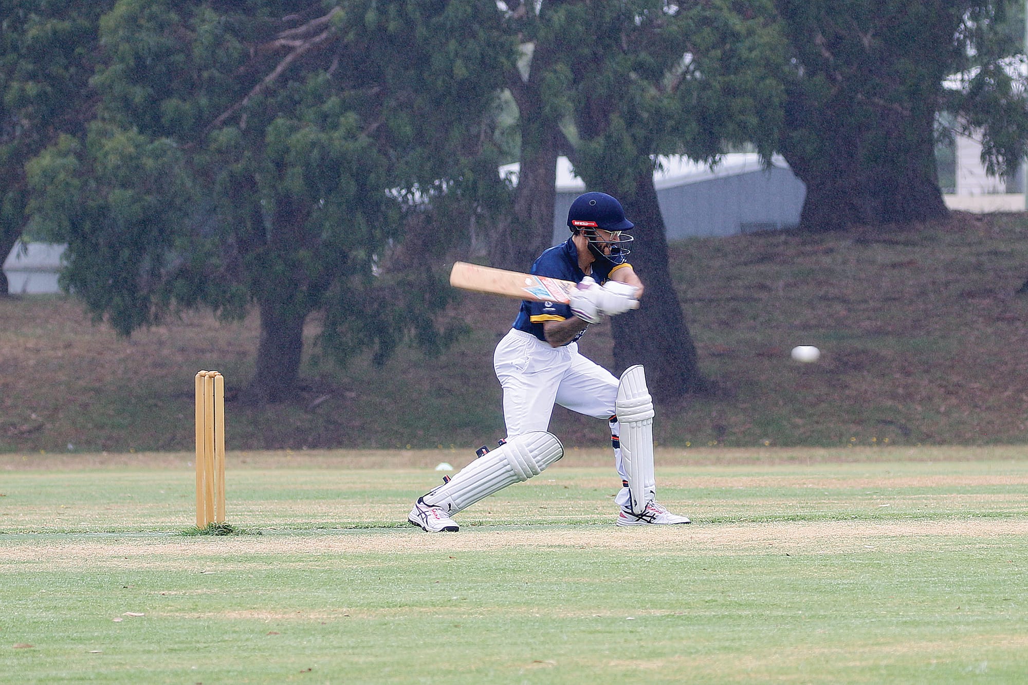 Trae Duda-Jacobs on strike for Wonthaggi Club against Leongatha Town in Leongatha & District Cricket C Grade Div 1