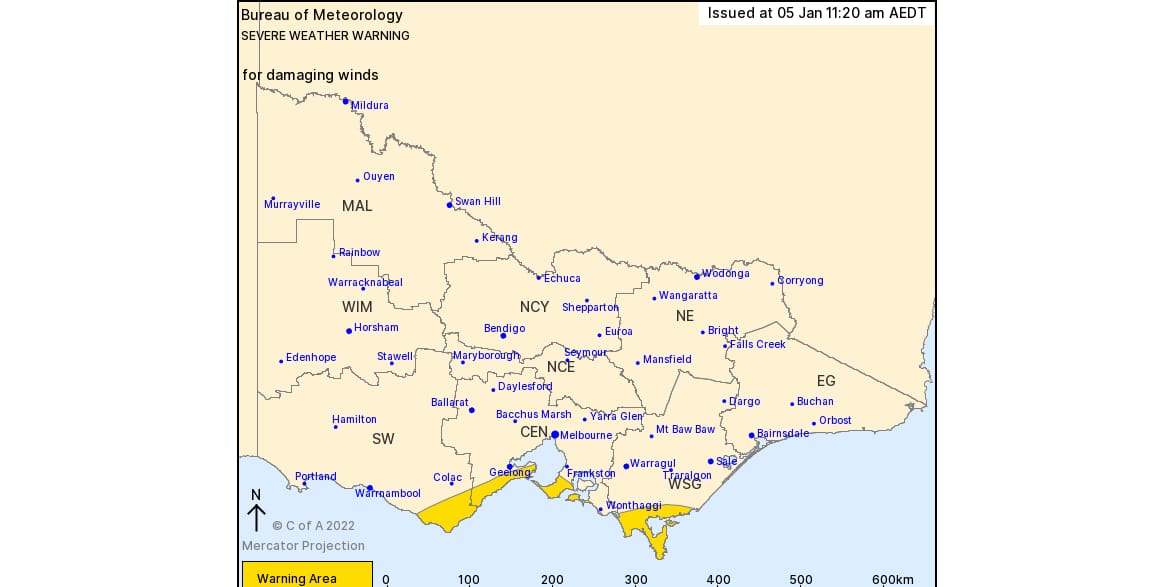Peak gusts of 90km/h expected this afternoon