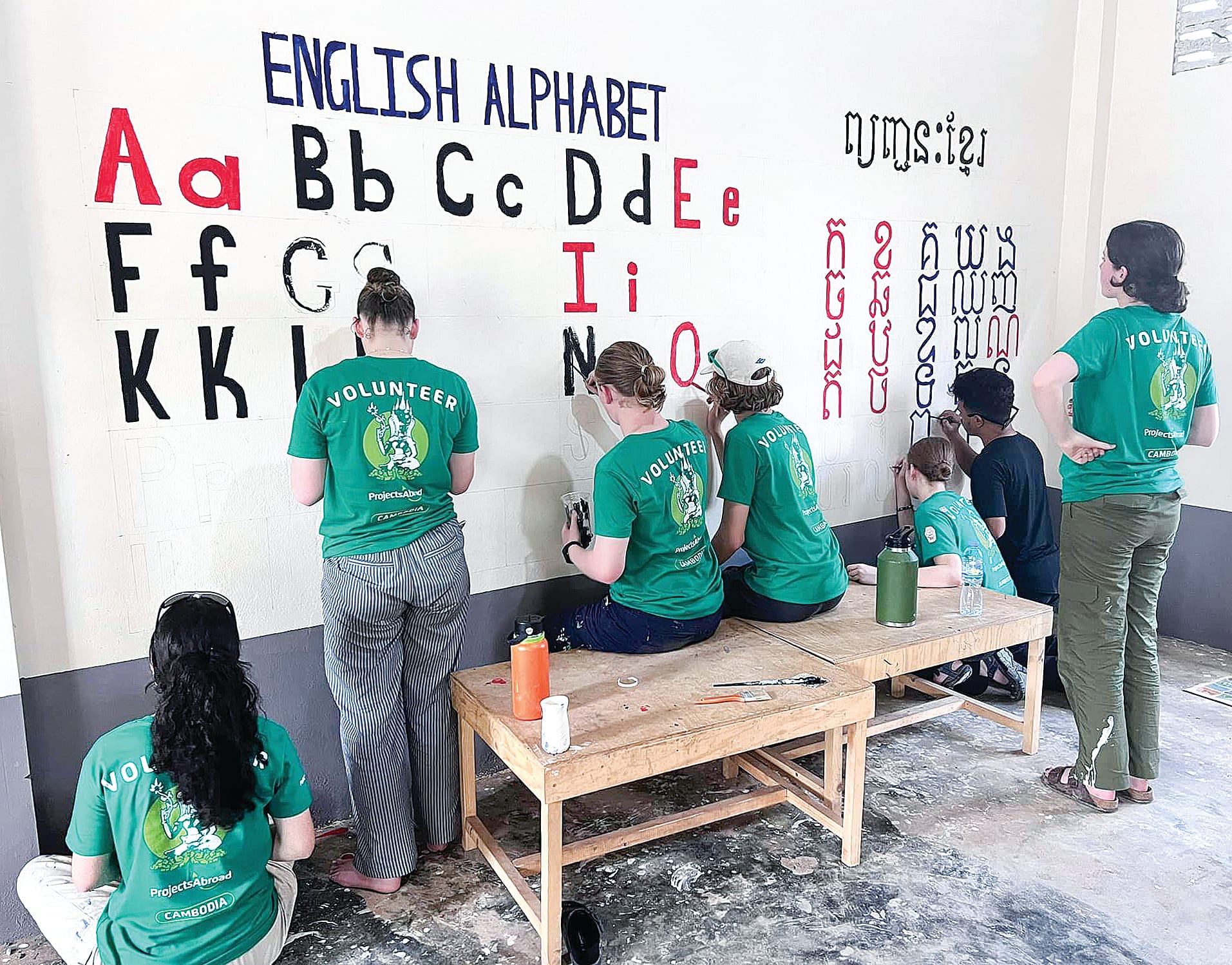 The Newhaven College students worked hard to refurbish the classrooms at the school.