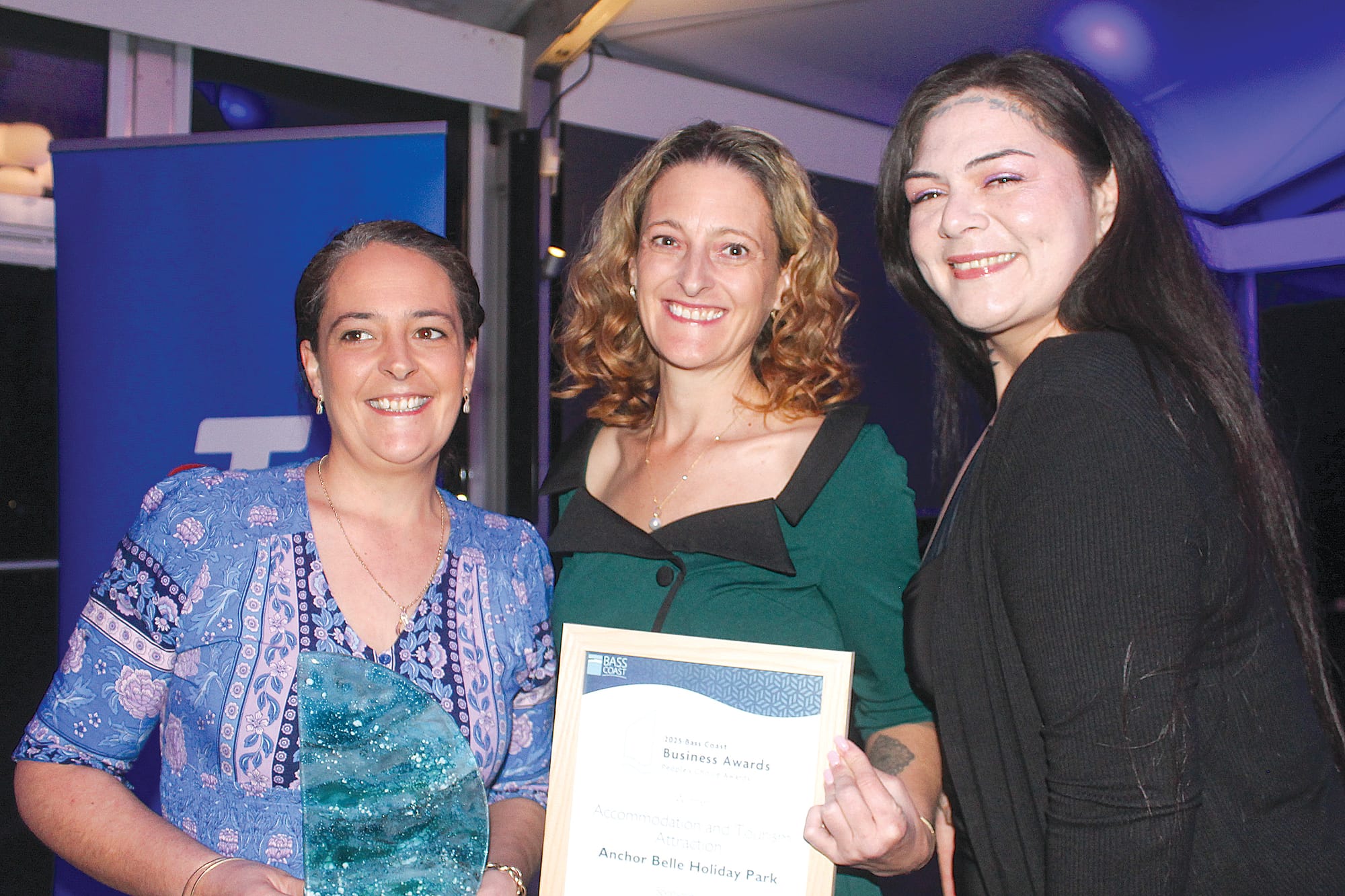 Amy, Kate and Janine from Anchor Belle Holiday Park (winner) Accommodation and Tourism Attraction (People’s Choice Award). B44_3425