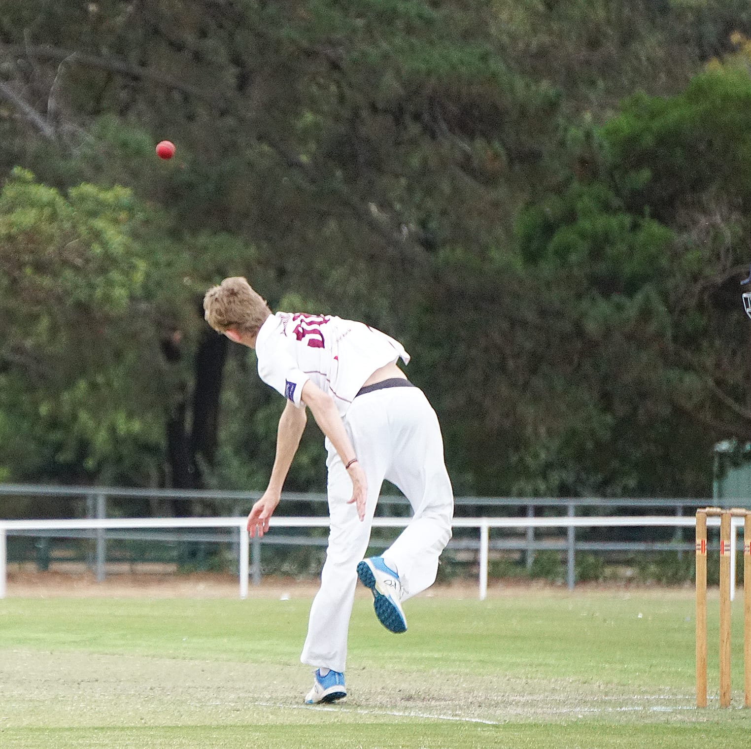 Tyler Perkins launches it down the pitch. Ns59_1125