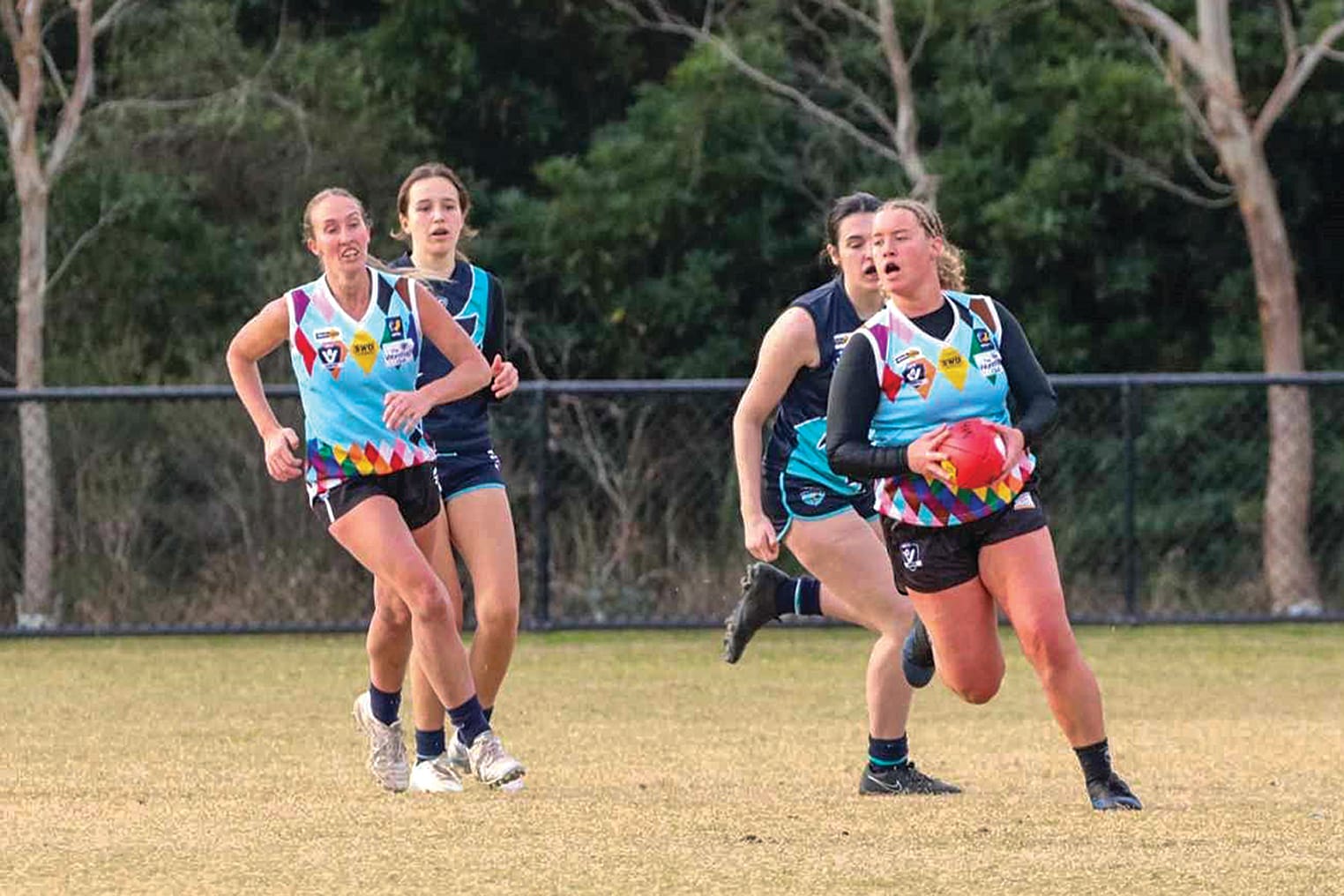 Montana Kranen considers her options out of defence.