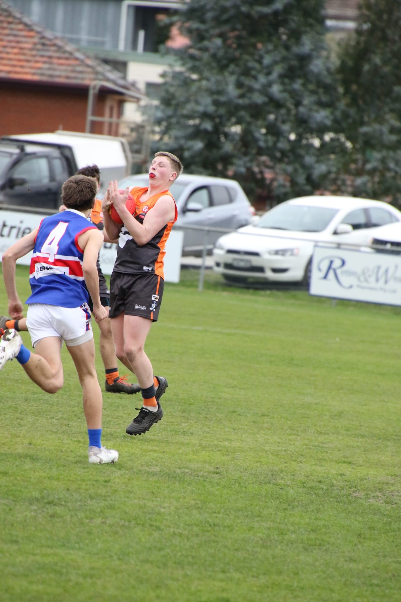 Bryce Riddell pictured taking an impressive mark. Photo Credit: Nadine Smith