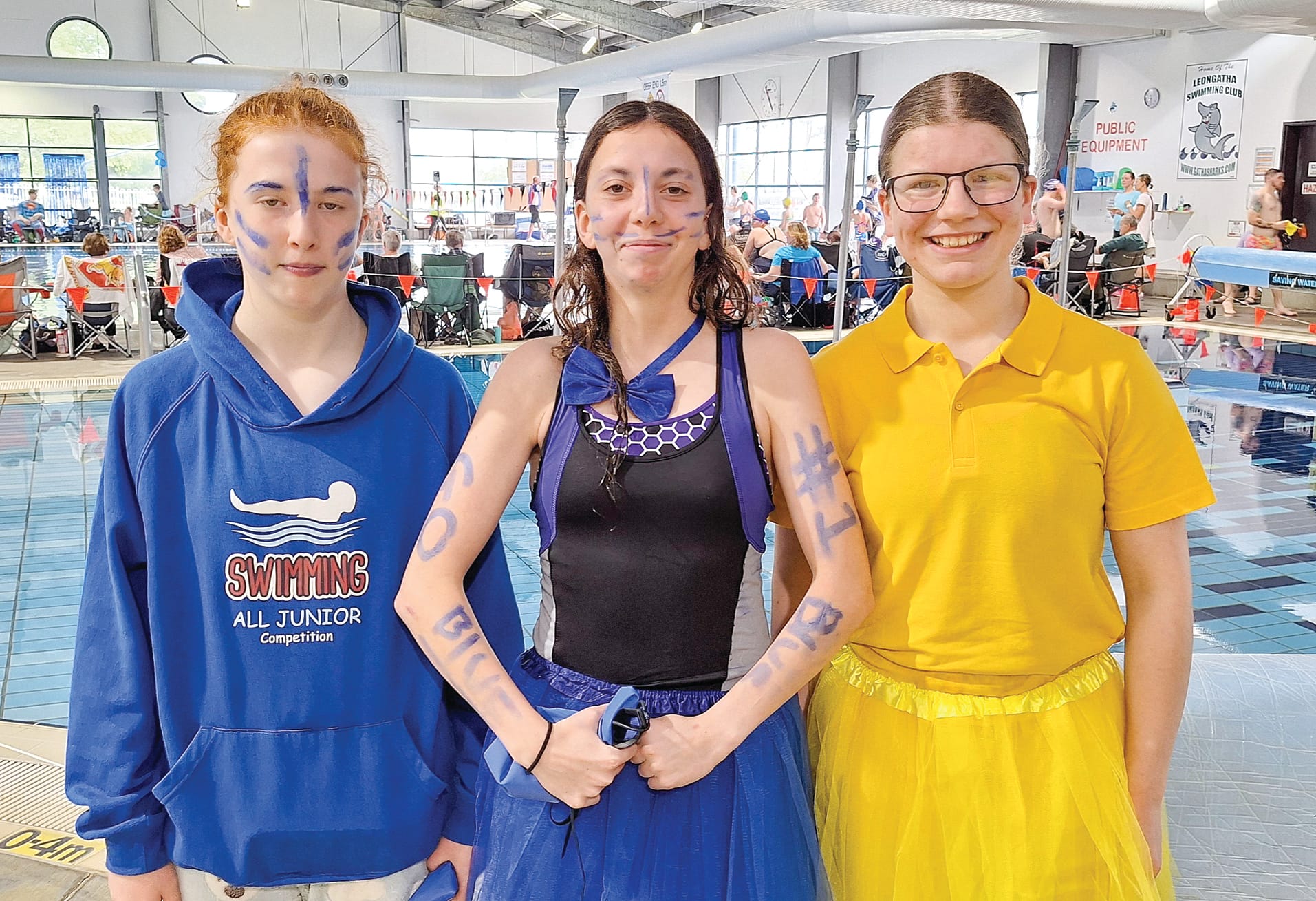 Sienna, Neka and Molly showed off their colours at Sunday’s Duel in the Pool.