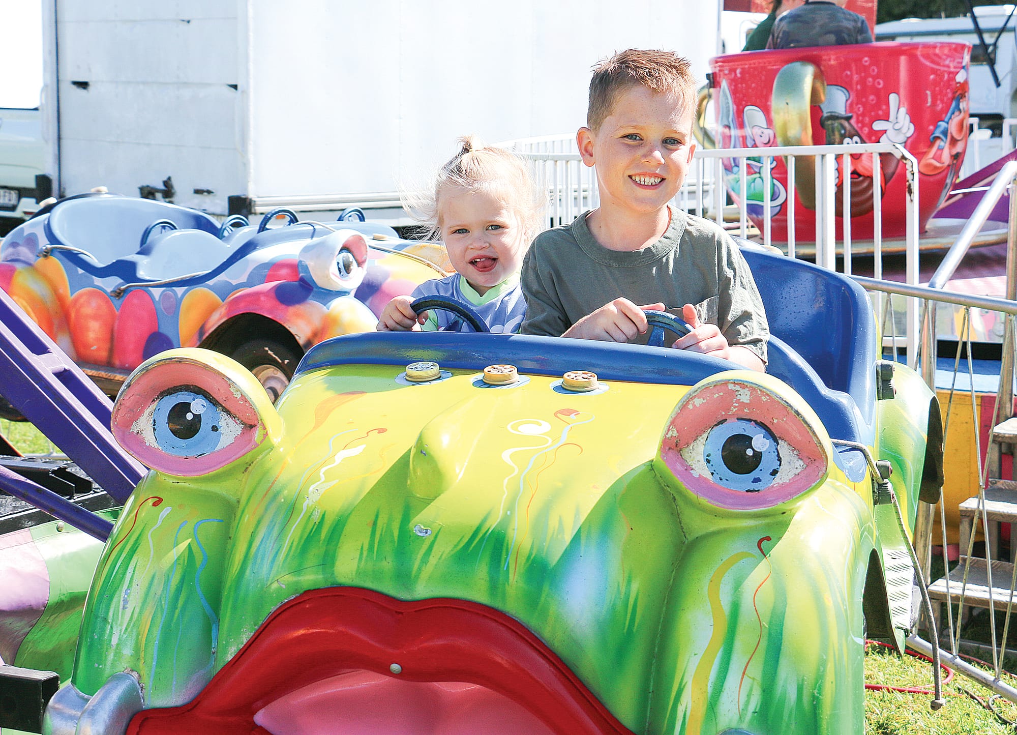 Nyora’s Ally and Jax Trease had a ball at the Korumburra Show on Saturday.