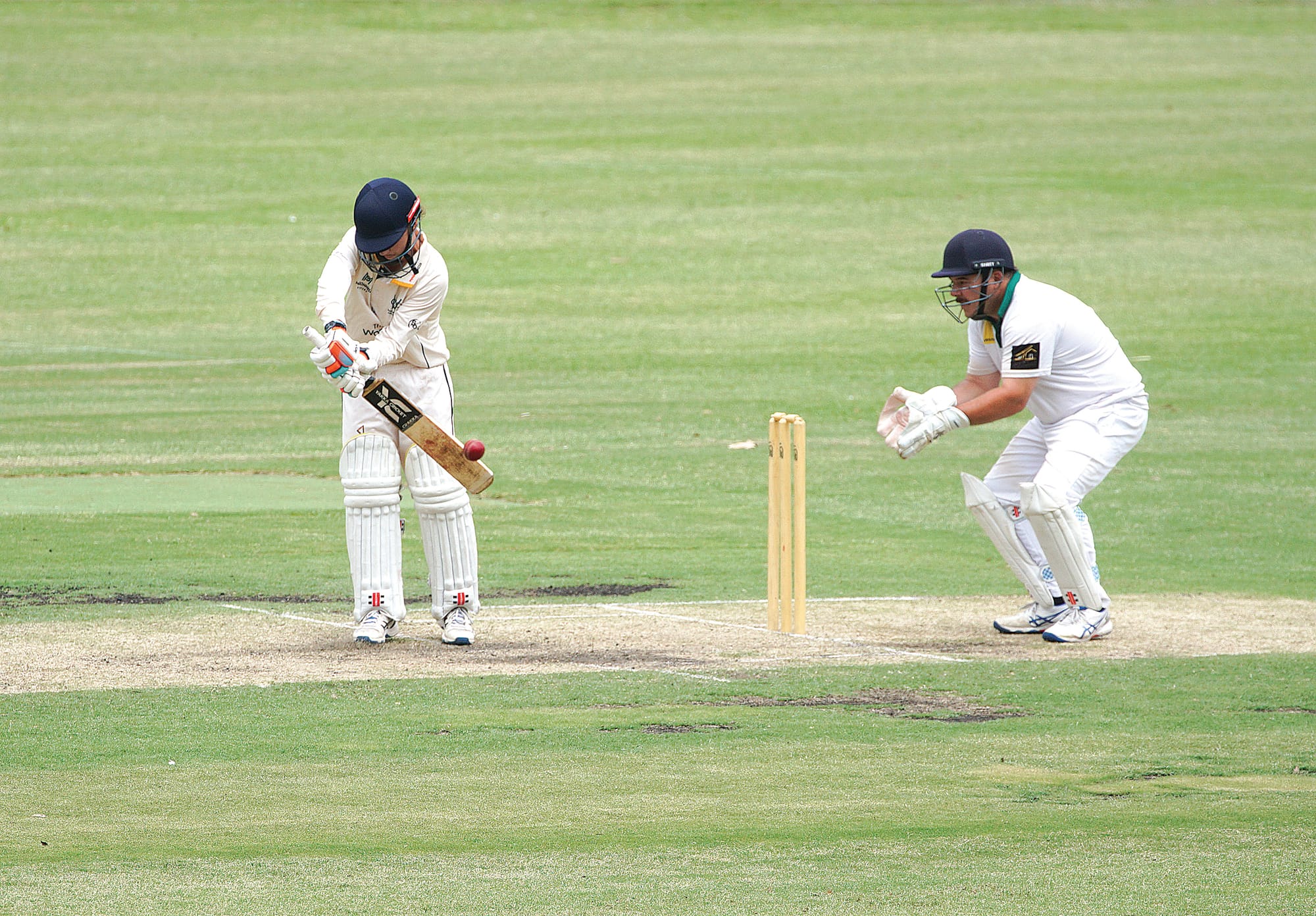 Club’s Stewart Beaumont clips the ball wide of the keeper on his way to scoring 43. Ns15_5024