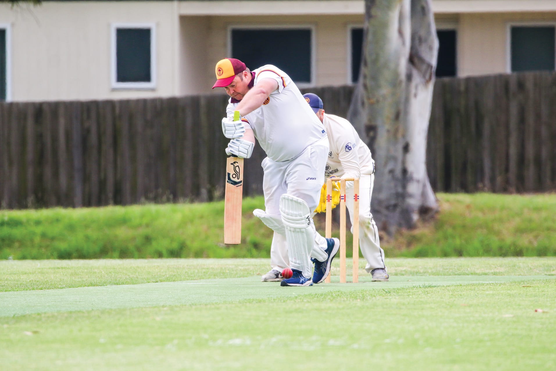 OMK’s Justin Greenwood faced a delivery from Club’s Chris Fraser. 