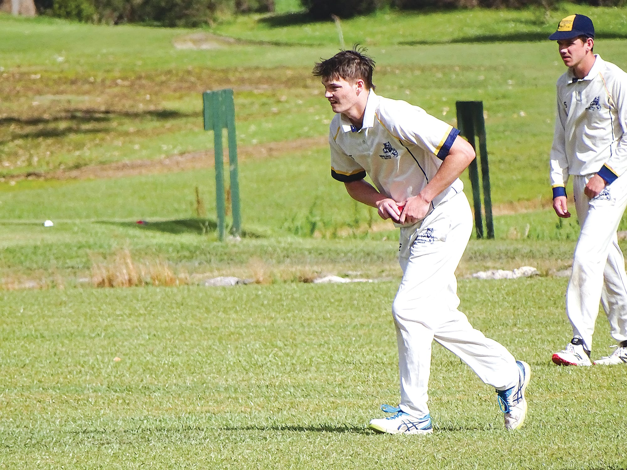 Nathan Trotto comes in to bowl for Koonwarra Leongatha RSL on day one of its A2 clash against Foster, taking 1/46 from 13 overs. Photo: Jodie Arnup.
