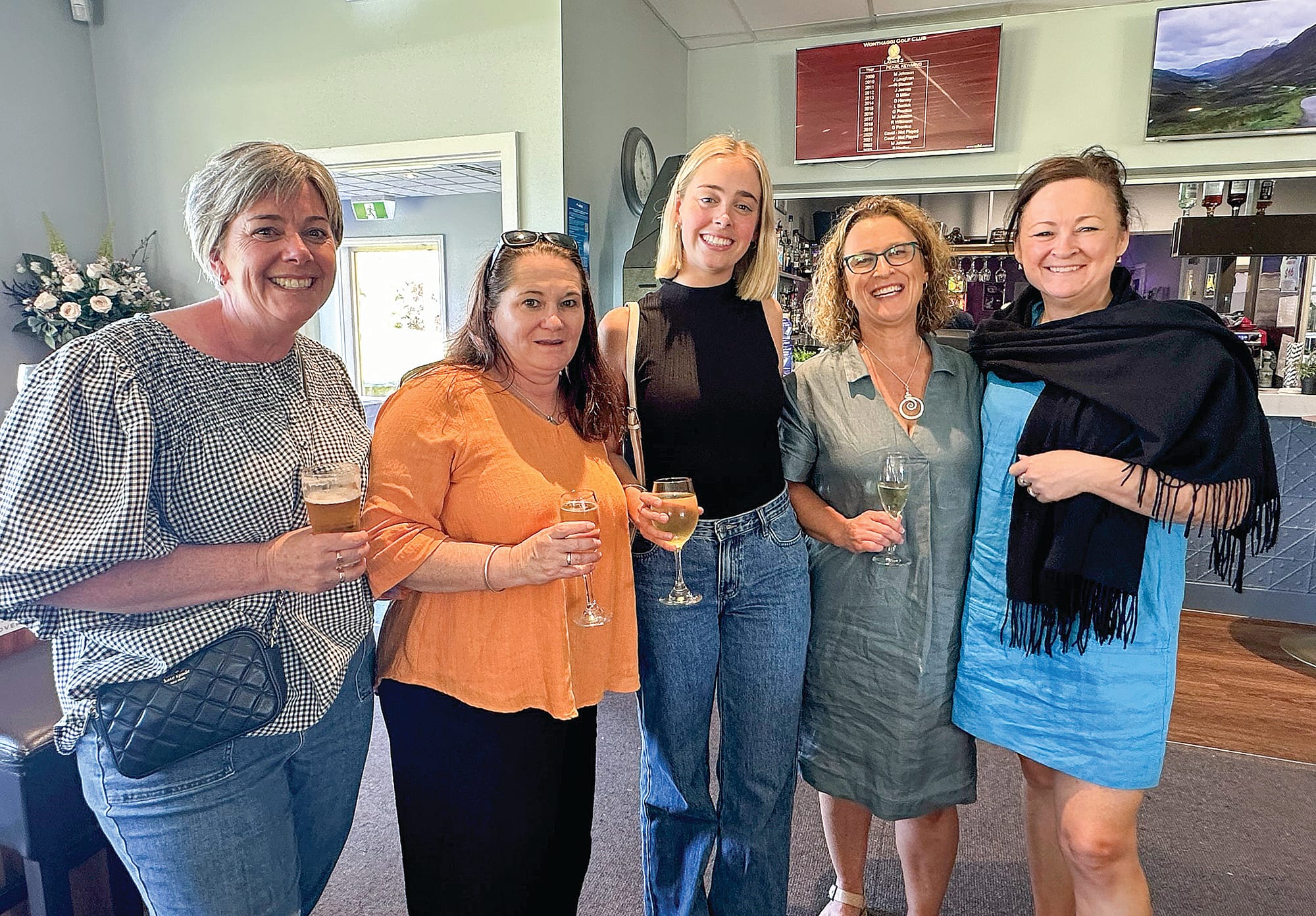 Shannon Burke, Christine Burns, Alex Burke, Megan Scott and Christine Henderson enjoying the BCH Ball Drop and Ambrose Golf Day.
