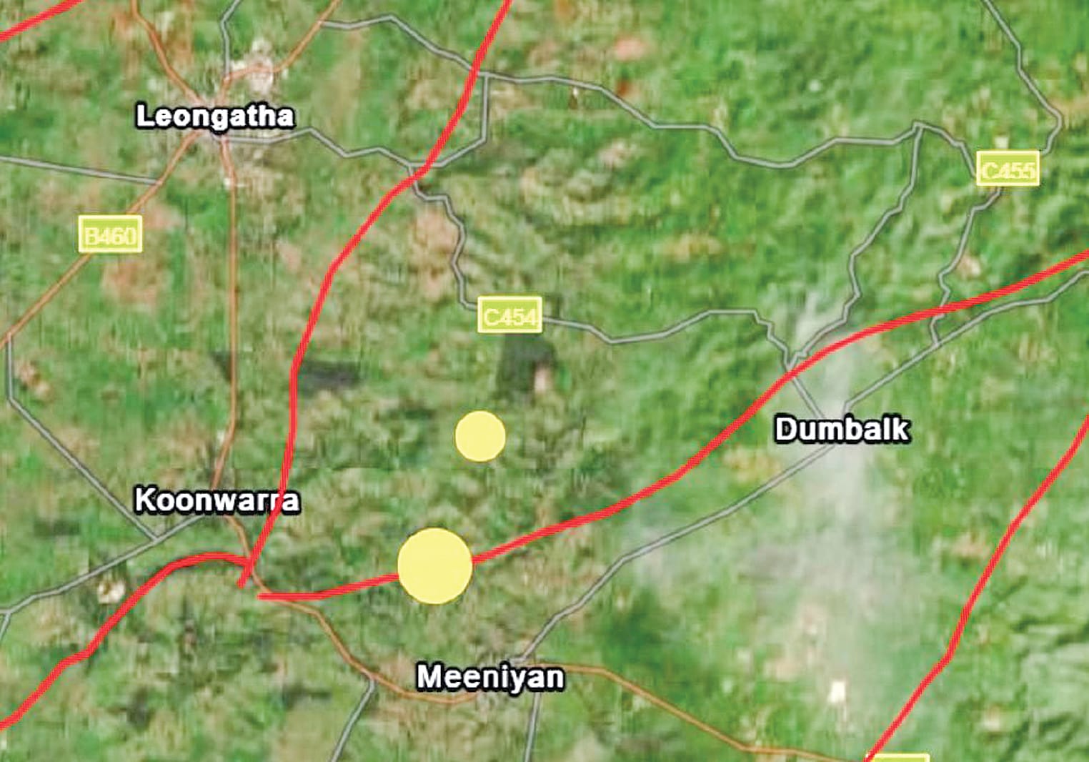 The 4.3 magnitude earthquake last Friday morning was located right on the Tarwin fault line, north of Meeniayn, while Sunday’s smaller 2.9 (Mw) tremor was centred further north between Leongatha South and Nerrena