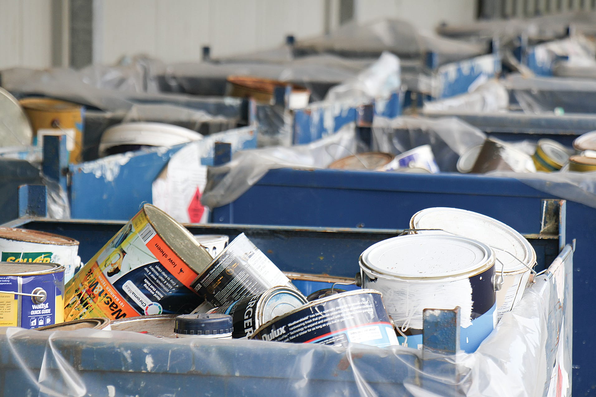Paint cans are among the items stolen at night and discarded in the Wonthaggi cemetery. B10_1525