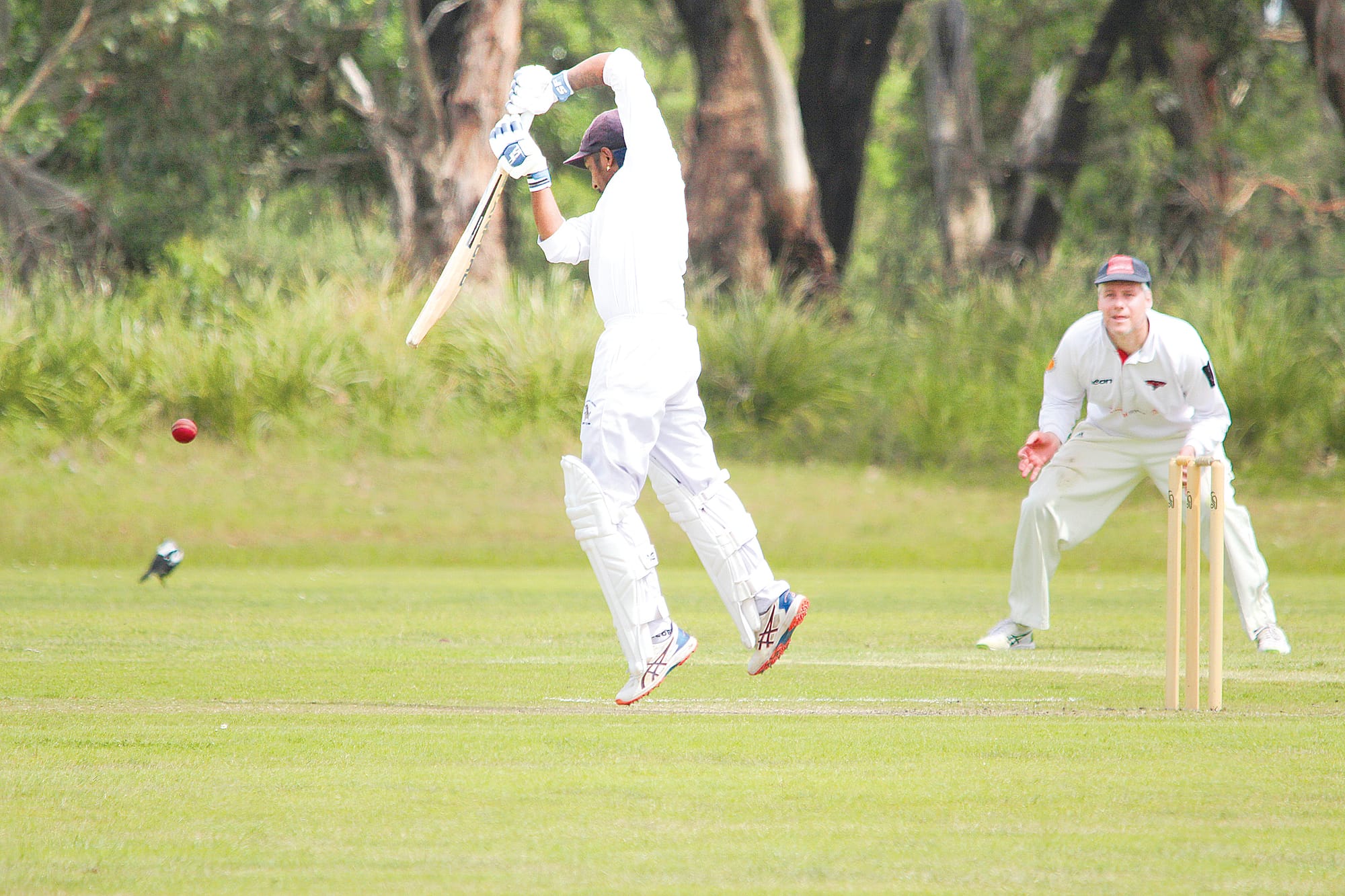 Phillip Island’s Shiran Rathnayake plays a nice shot towards the offside on Saturday.
