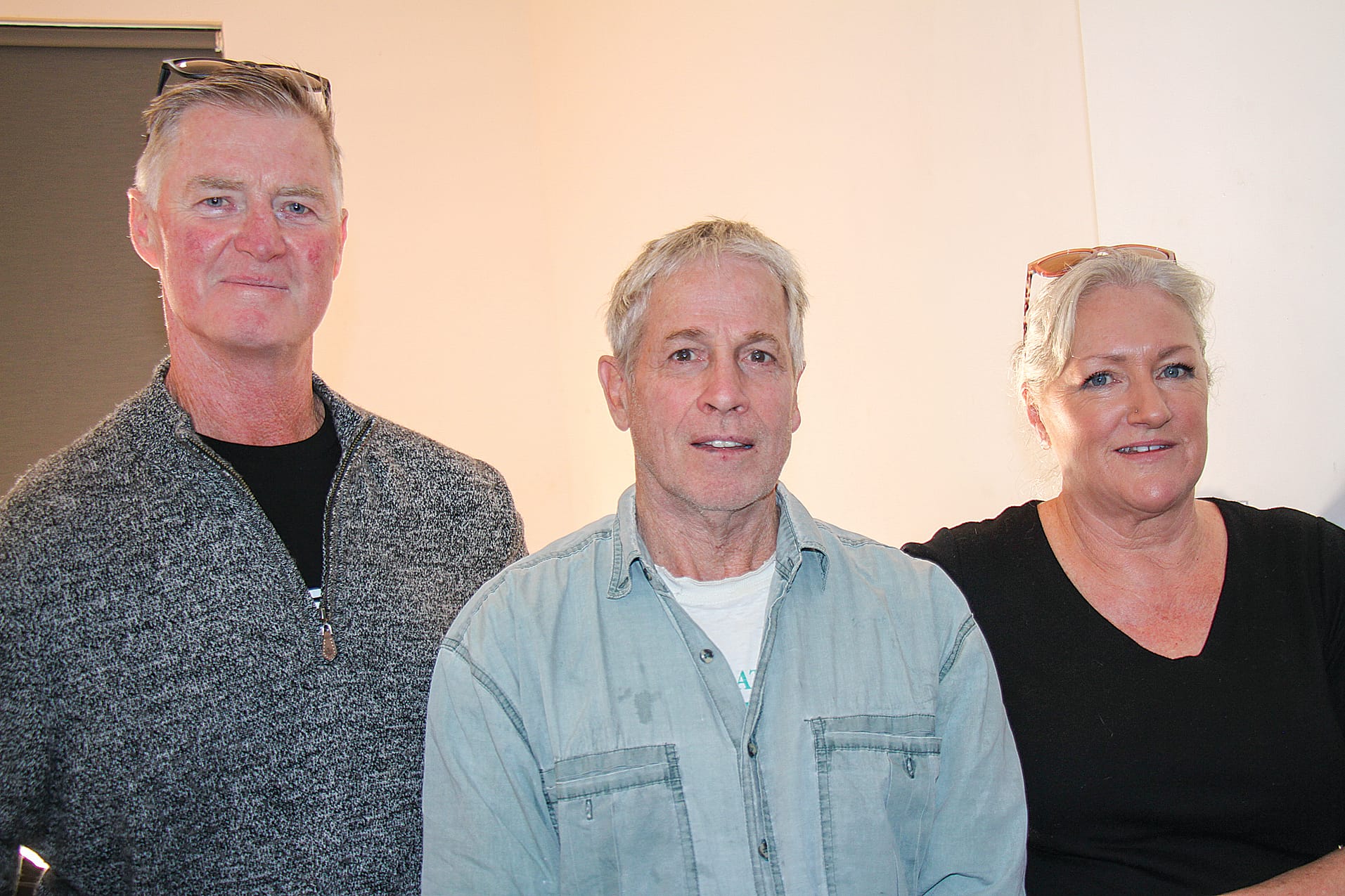 Paul Goss with Ken and Sandra Fleming at the Leongatha FC 1995 GLFL Premiers Reunion. B77_2525