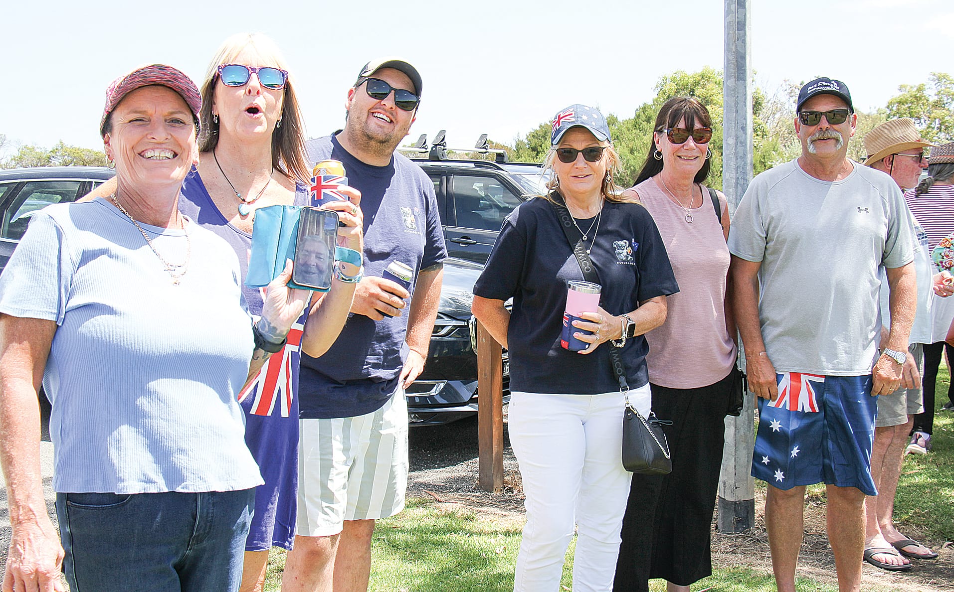 Jodie, Kim, Ben, Kellie, Di and Brad from Venus Bay at the Tarwin Lower duck races. B46_0425